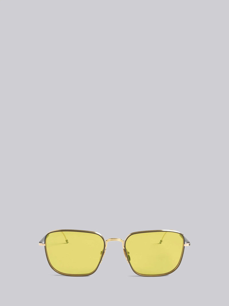 TB124 - Gold Navy And Amber Aviator Sunglasses 1