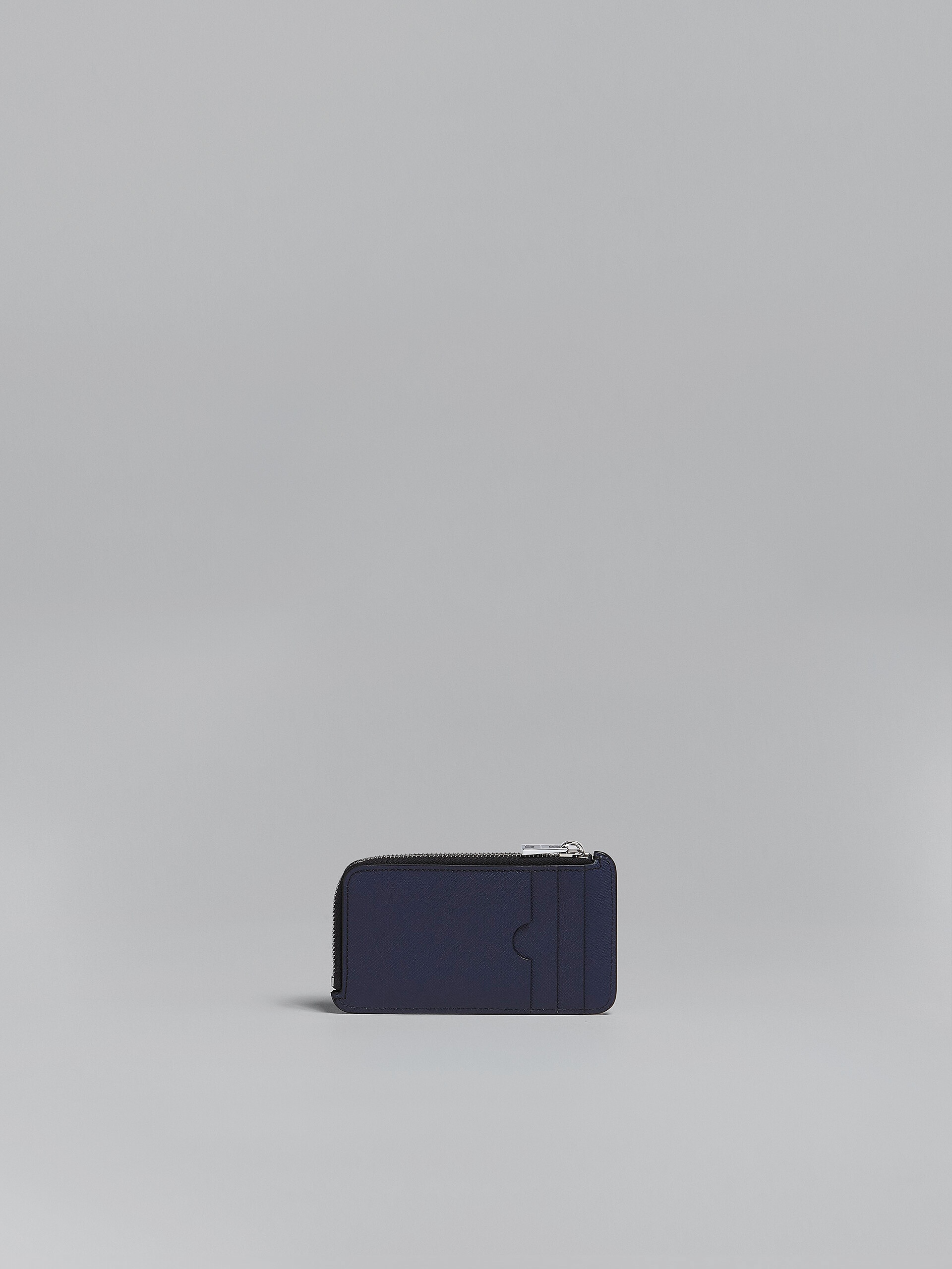 BLACK AND BLUE SAFFIANO LEATHER ZIP-AROUND CARD CASE - 3