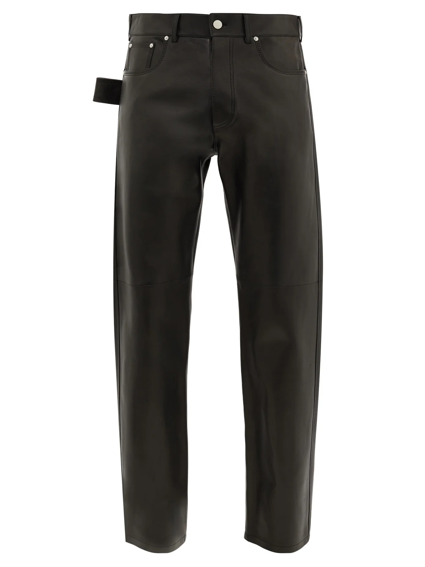 V-stitched leather trousers - 1