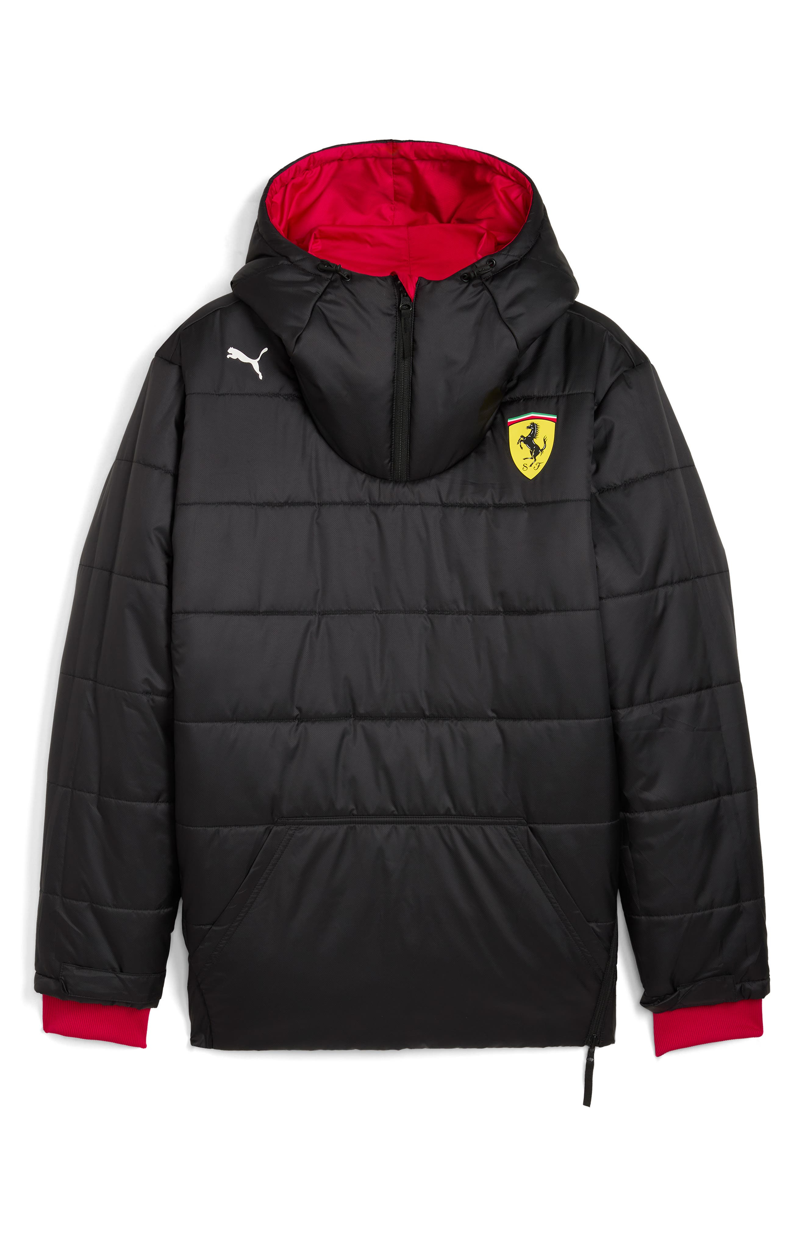 PUMA Scuderia Ferrari Team Motosport Reversible Hooded Popover Jacket in Dark Cherry at Nordstrom - 6