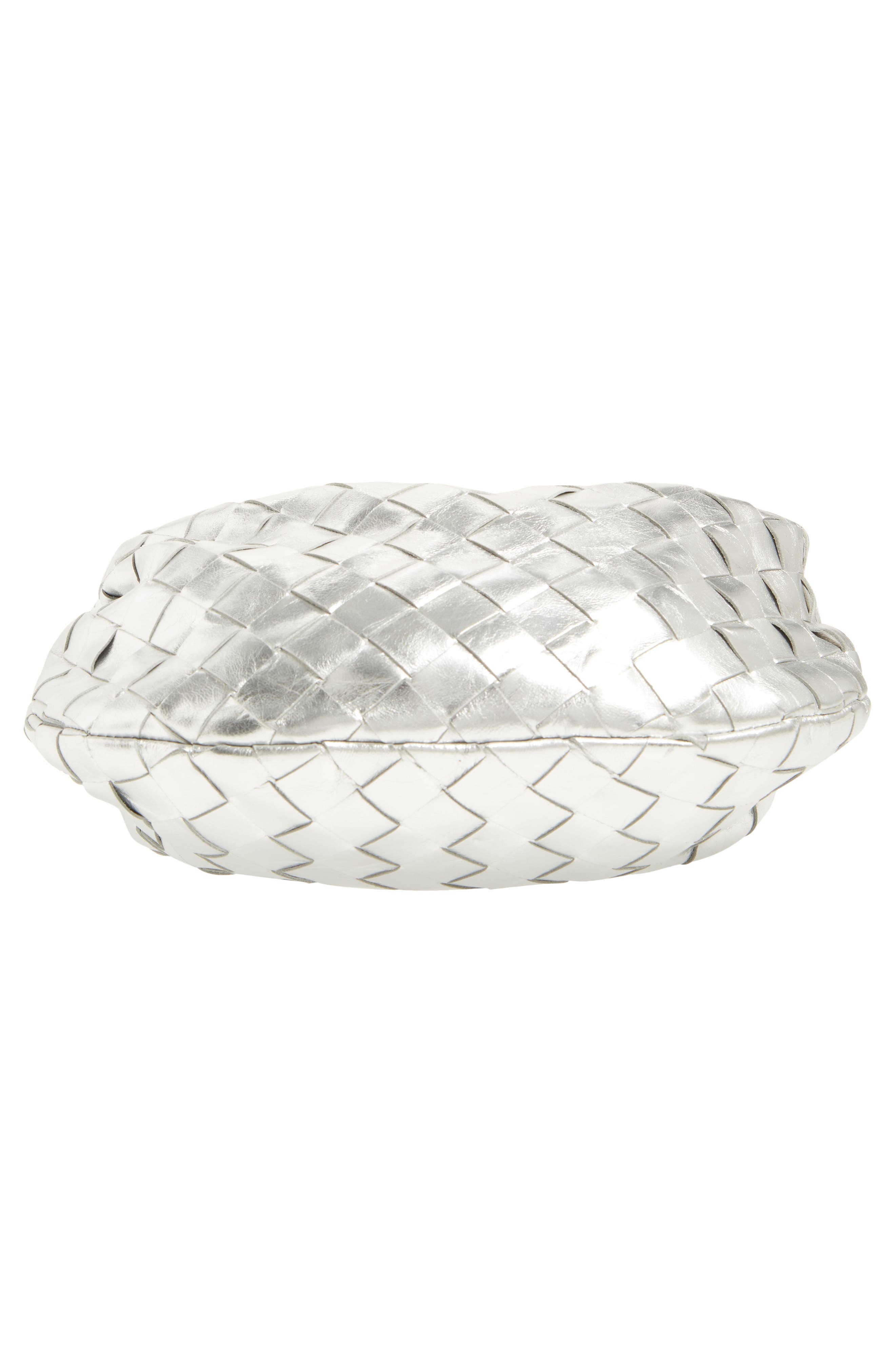 Bottega Veneta Mini Jodie Intrecciato Metallic Leather Top Handle Bag in 8101 Silver- Silver at Nord - 6