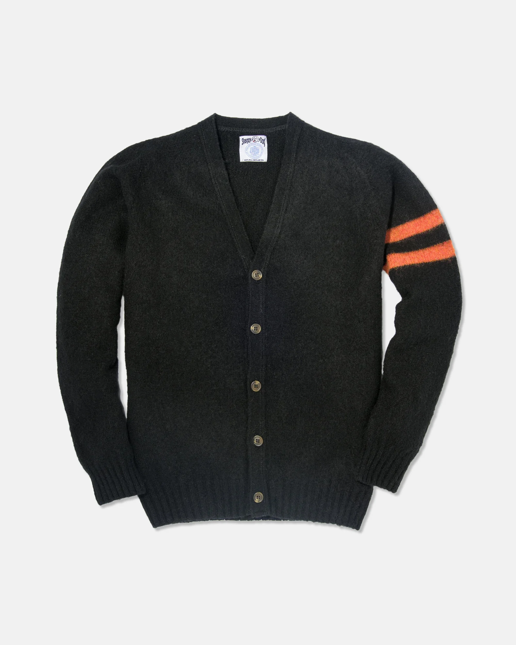 MADE-IN-SCOTLAND BLACK SHAGGY DOG UNIVERSITY CARDIGAN - 1