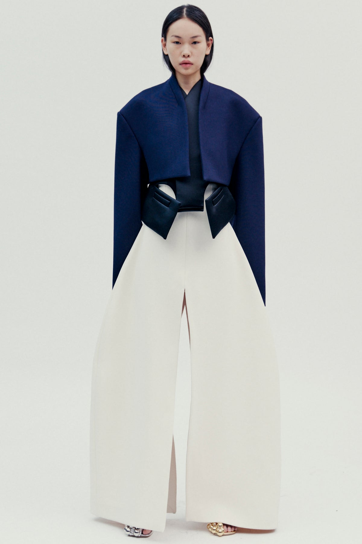 CROPPED JACKET WITH INSERT NAVY BLACK - 3