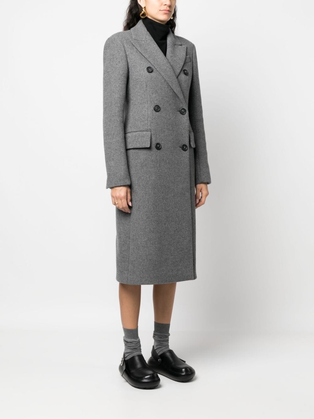 double-breasted wool-cashmere coat - 3
