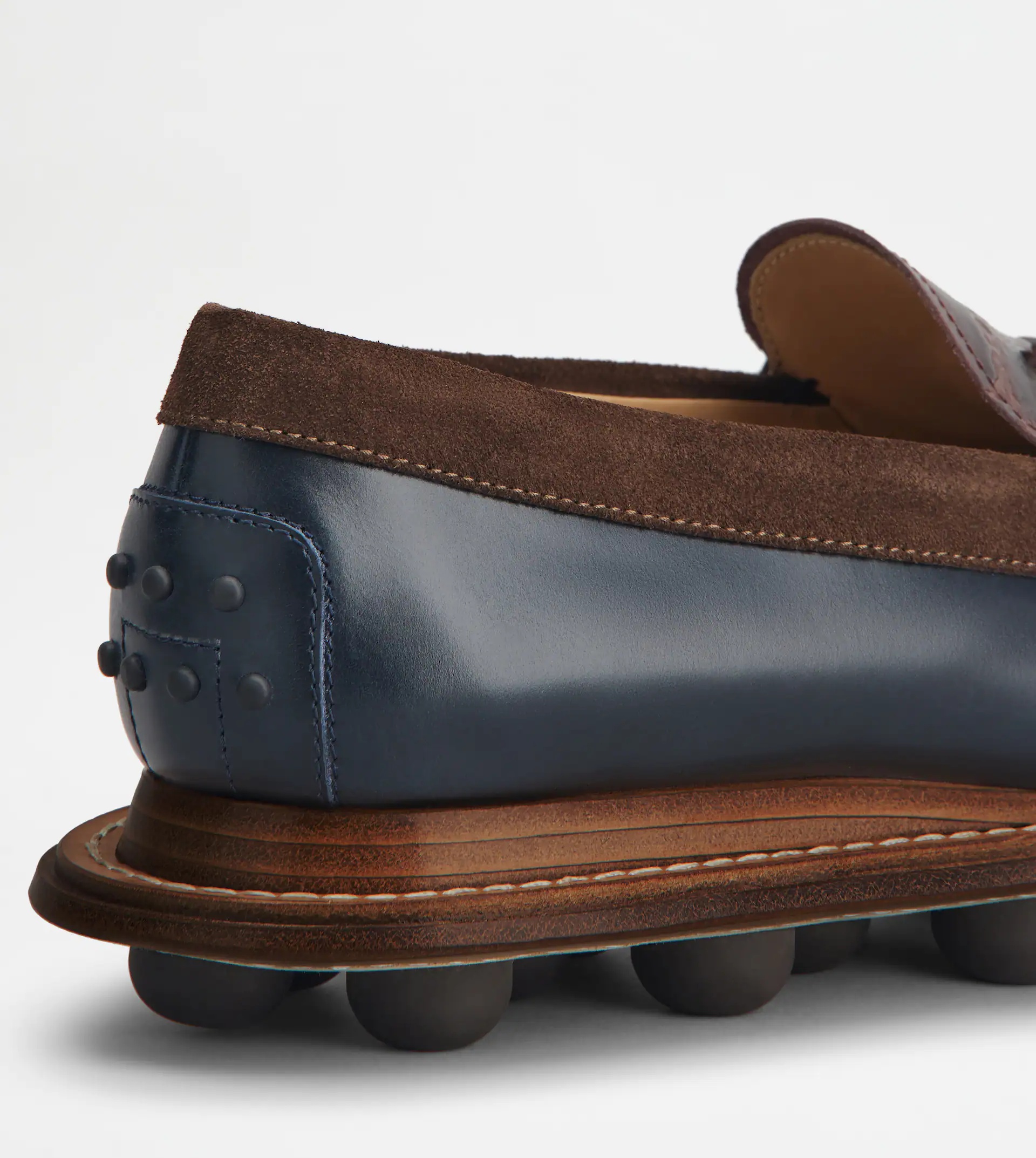 LOAFERS IN LEATHER - BLUE, BROWN - 6