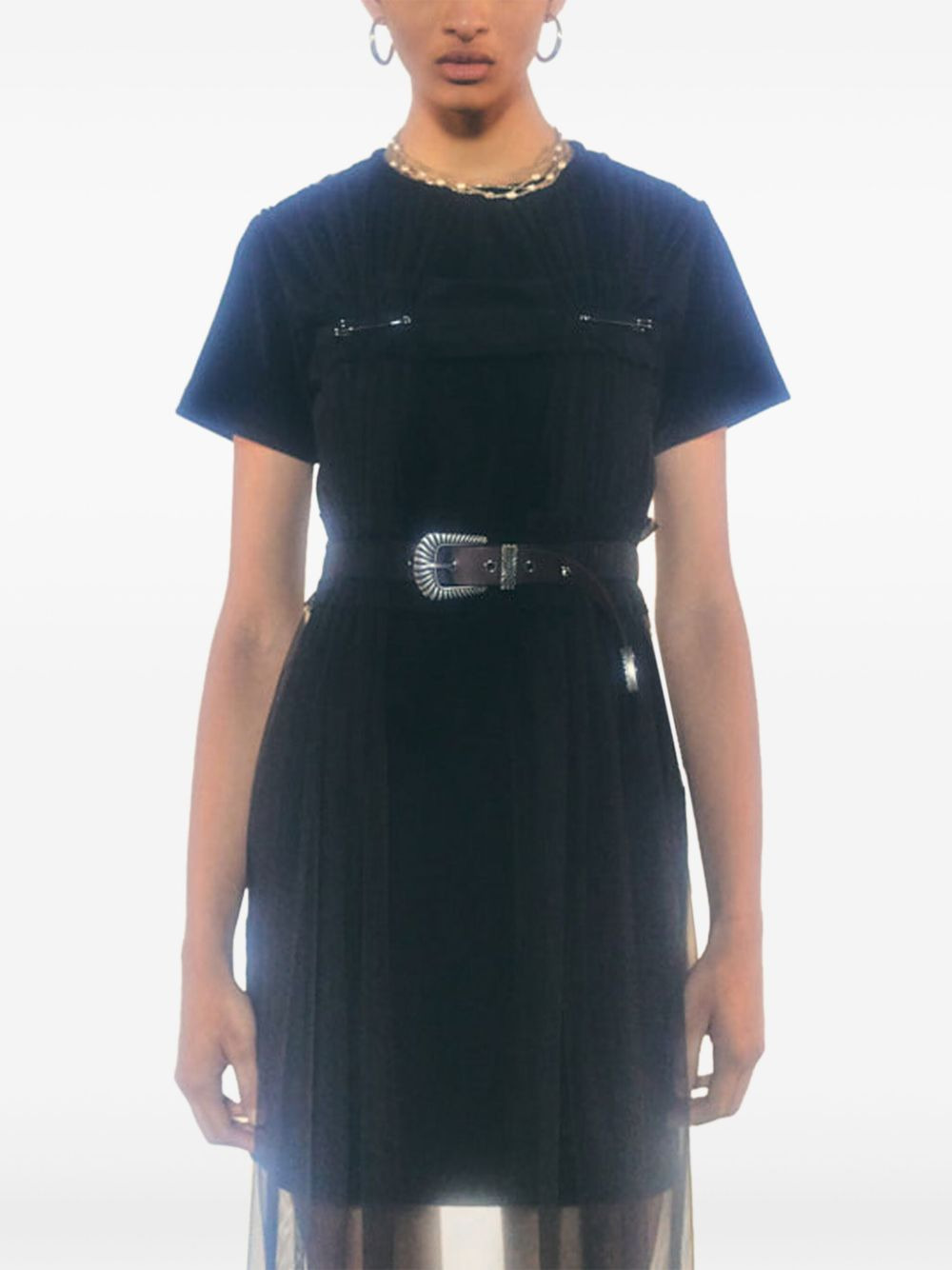 mesh belted midi dress - 3