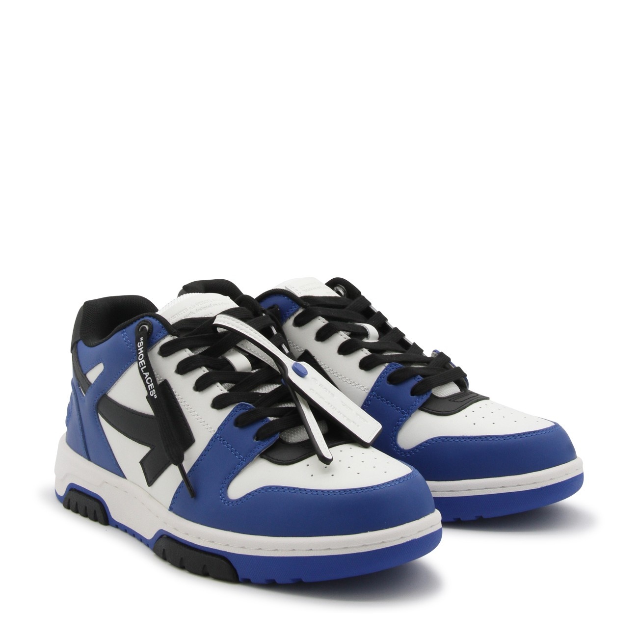 black white and blue leather out of office sneakers - 2