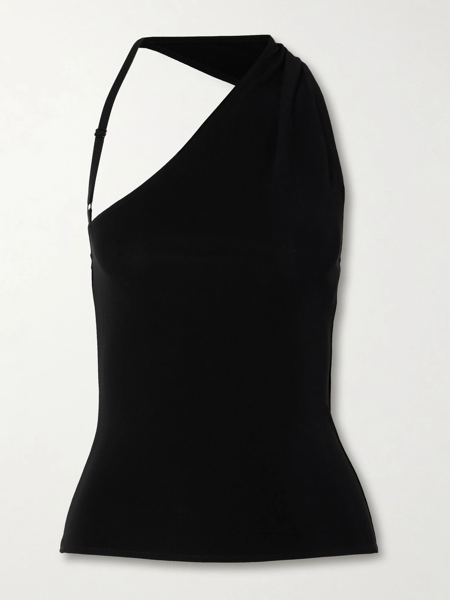 Asymmetric cutout stretch-crepe tank Black - 1