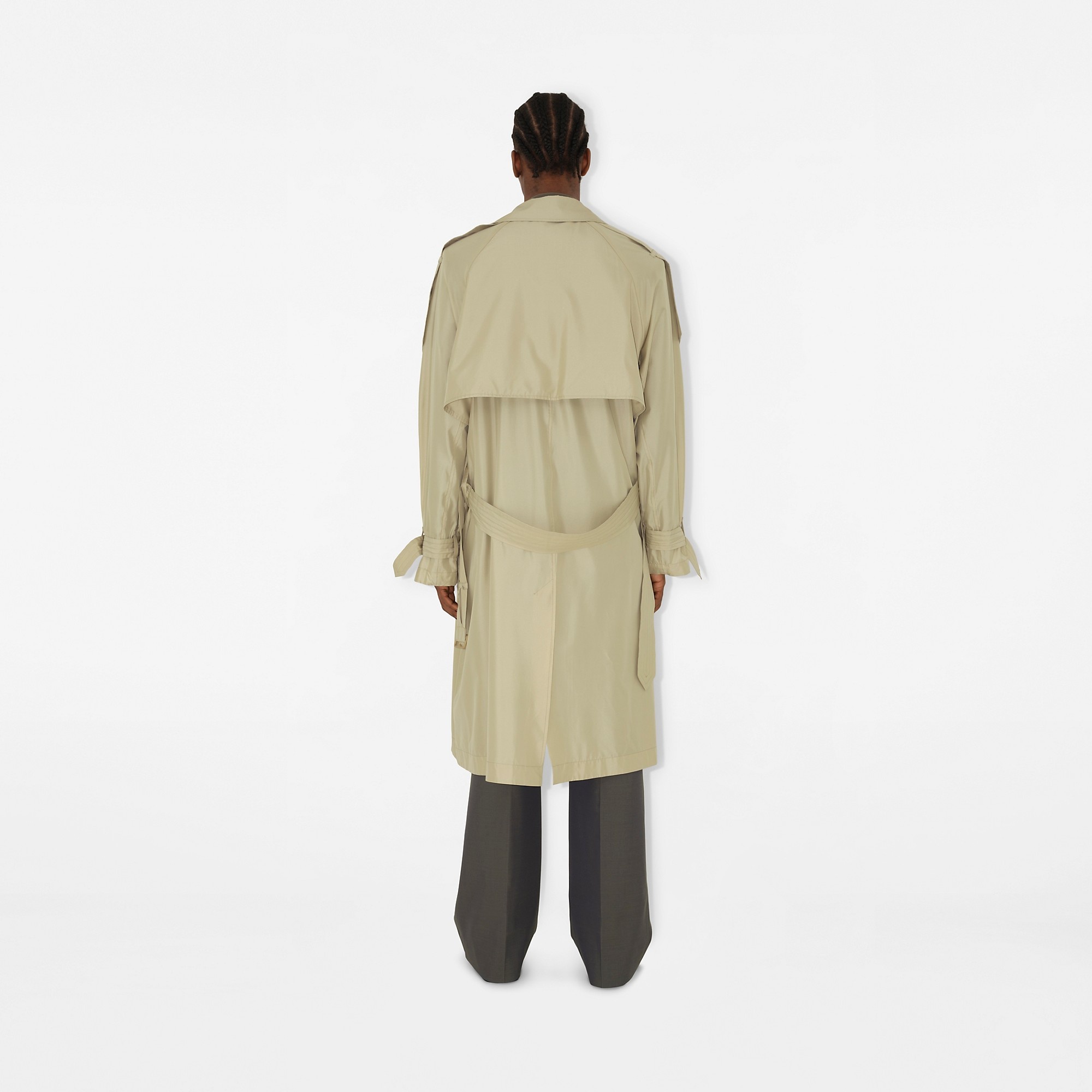 Long Silk Trench Coat - 4
