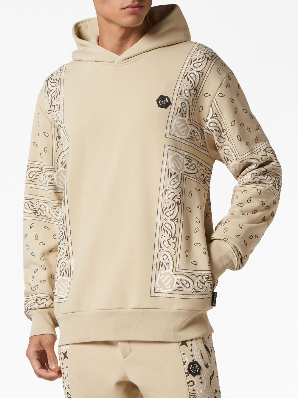logo-patch cotton hoodie - 3