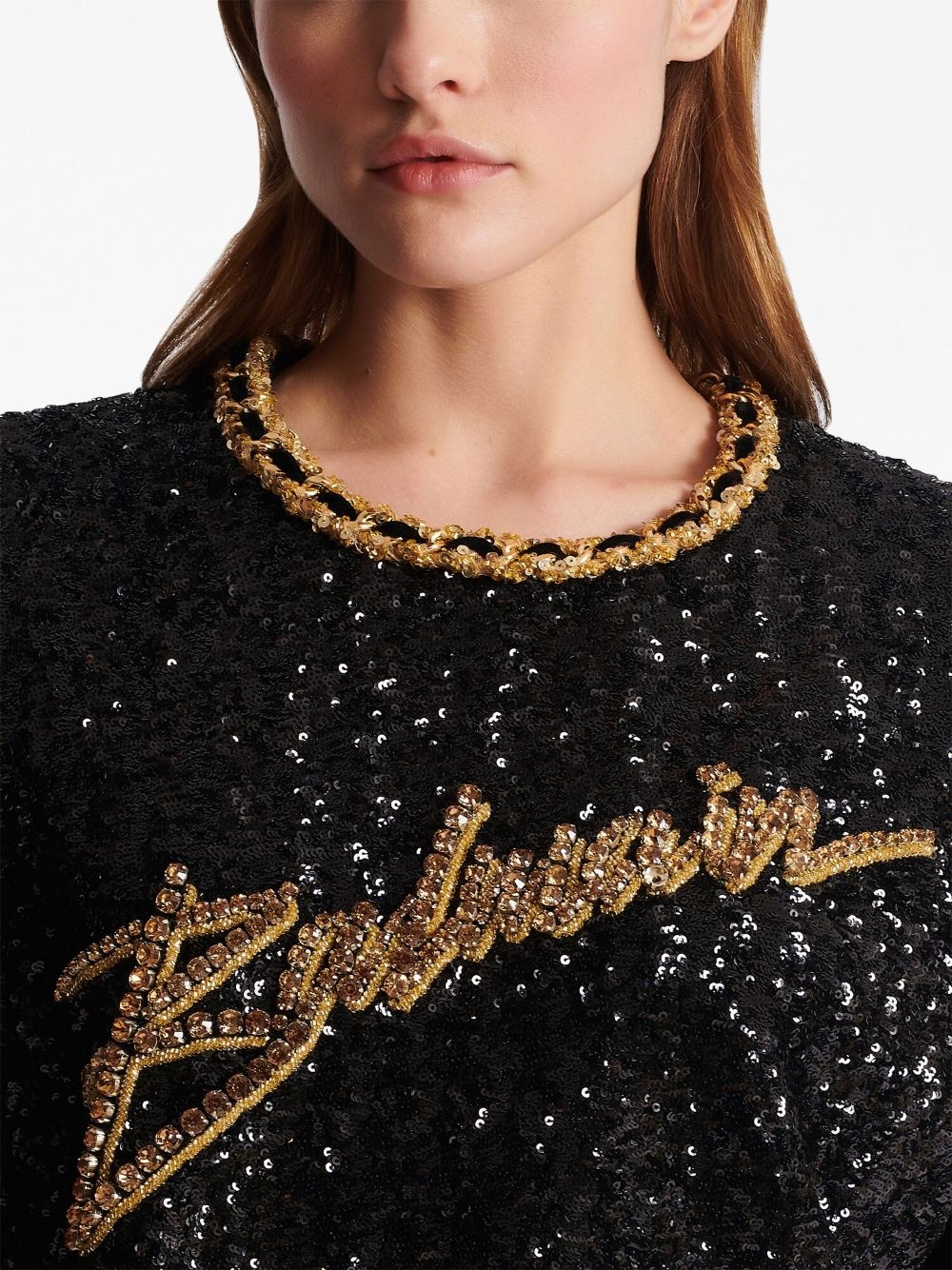 logo-embroidery sequin top - 6