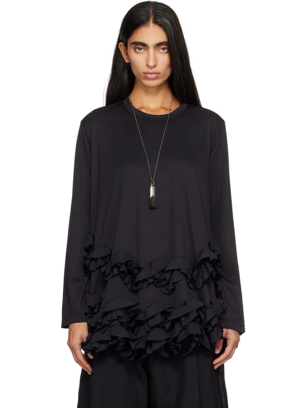 Black Ruffled T-shirt - 1