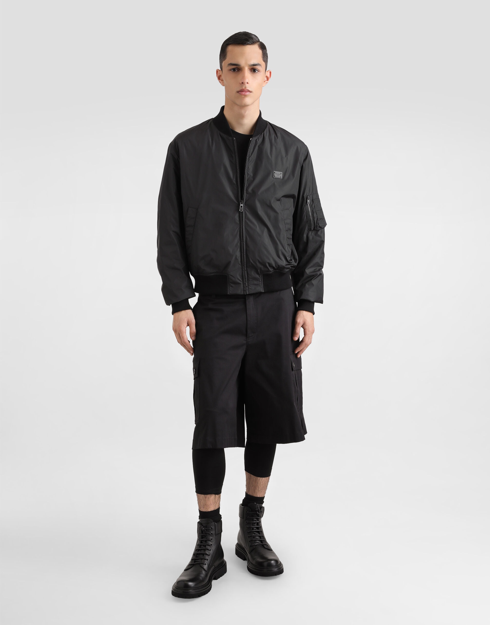Padded technical fabric bomber jacket with tag - 2