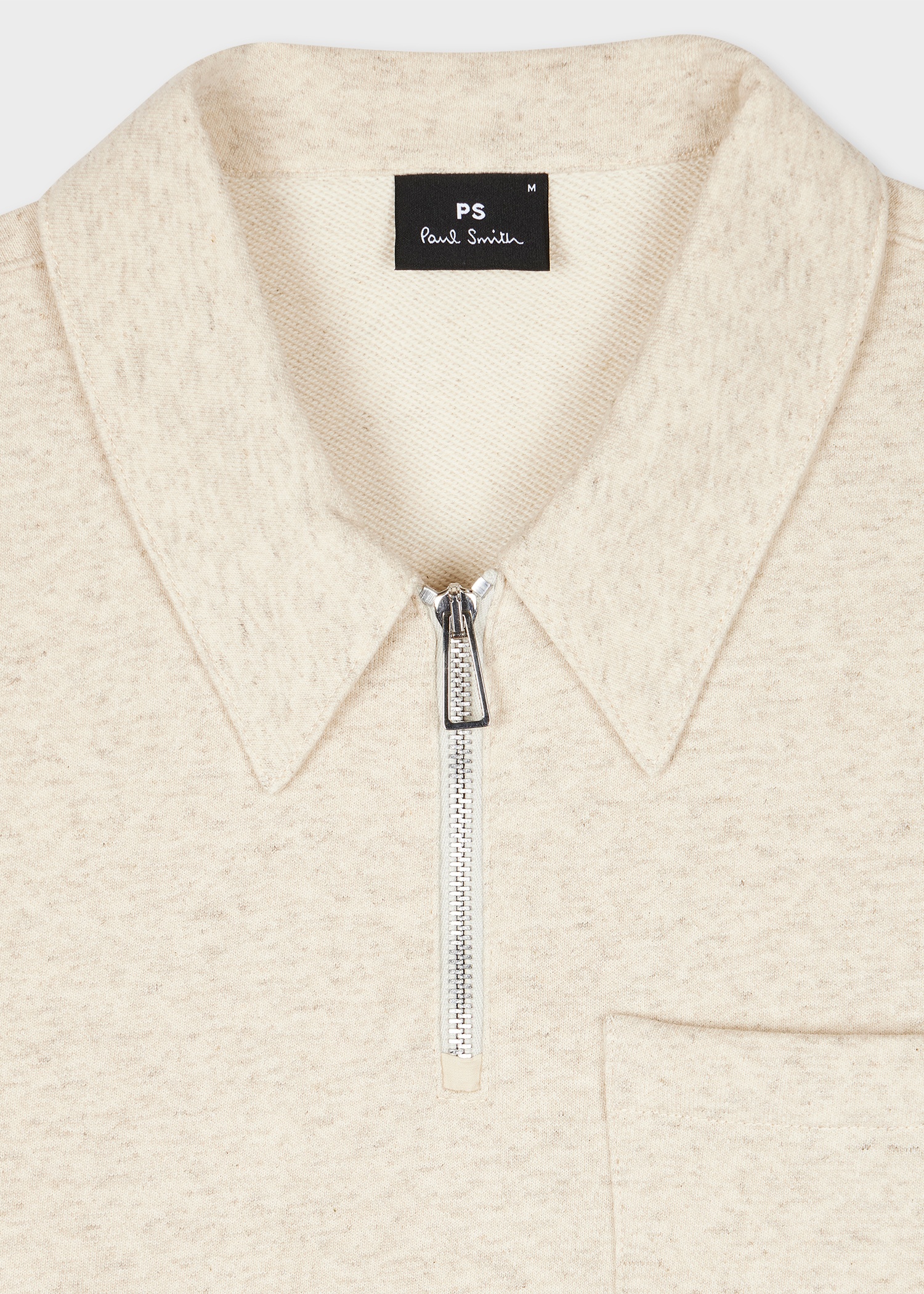 Ecru Marl Cotton-Linen Zip-Neck Sweatshirt - 2