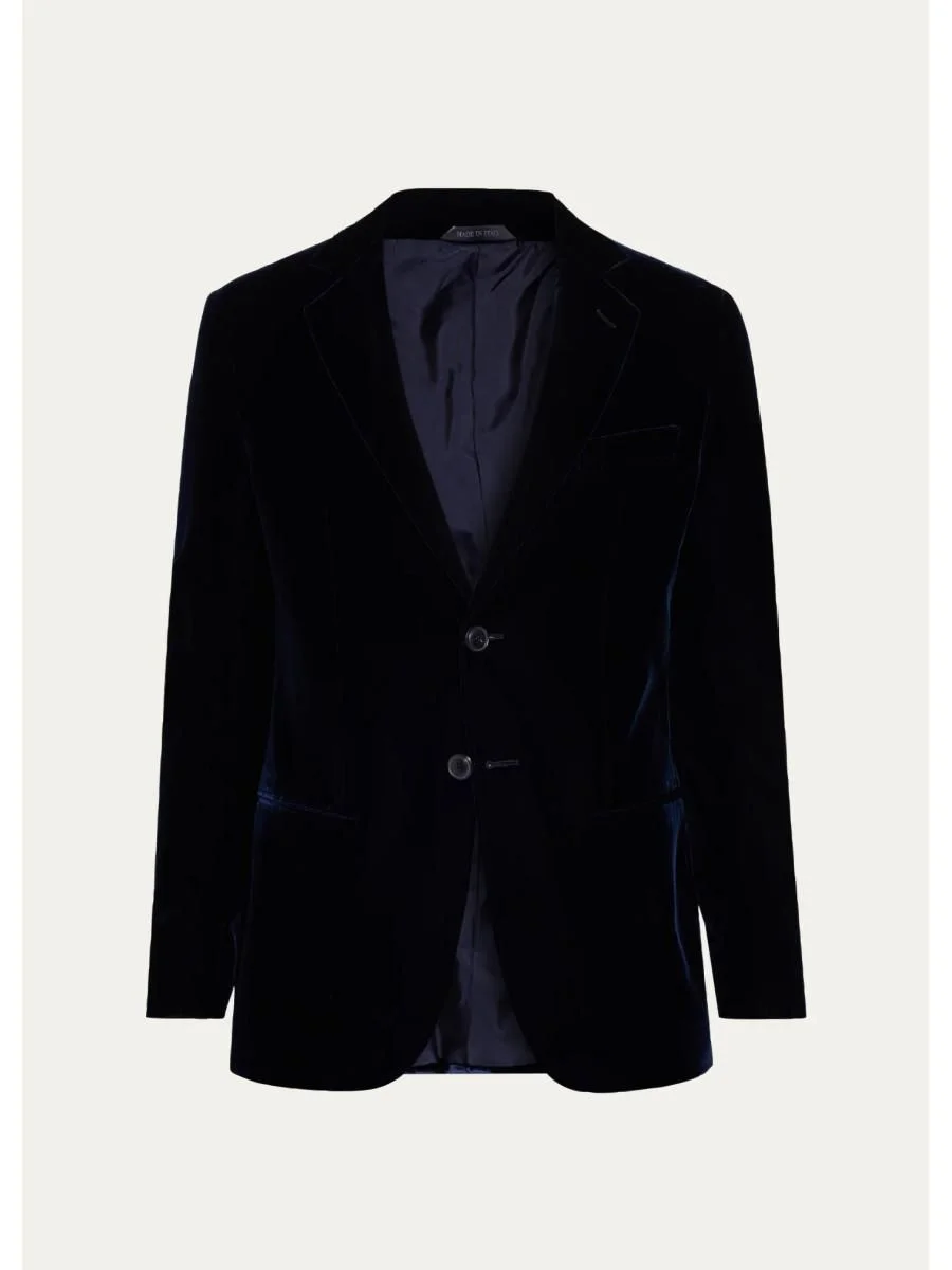 Men's Velvet Single-Breasted Velvet Dinner Jacket - 1