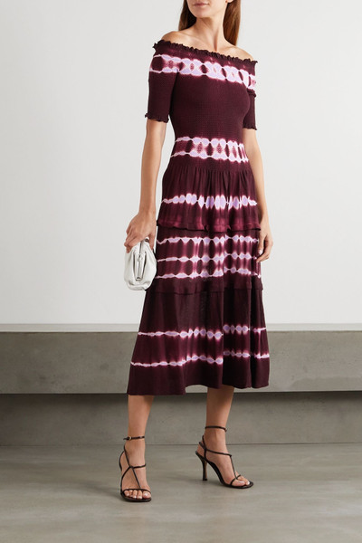 Altuzarra Ayaka off-the-shoulder smocked tie-dyed knitted midi dress outlook