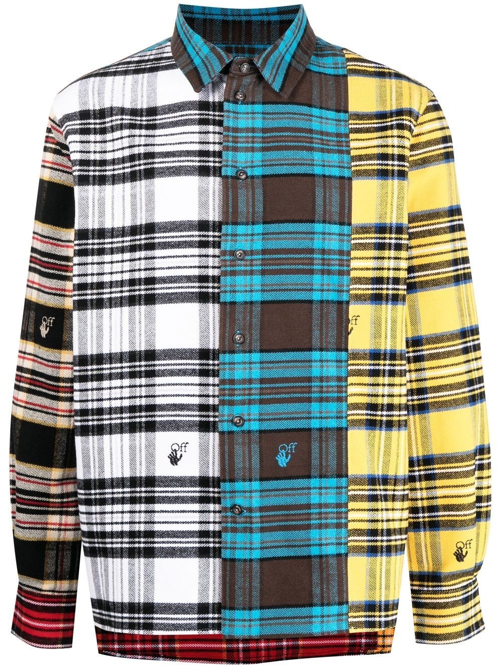 multi-panel check-pattern shirt - 1