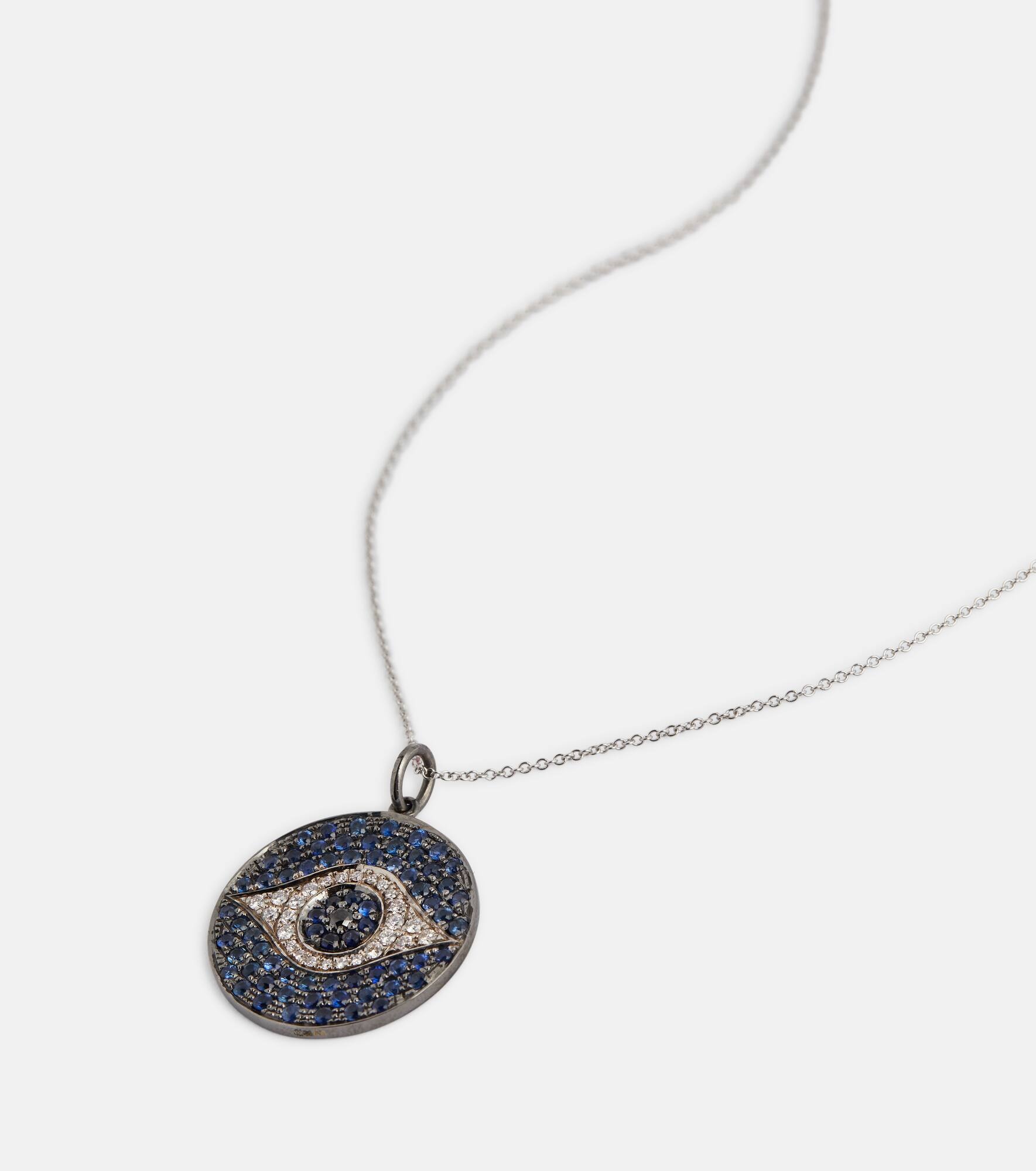 Dawn 18kt white gold necklace with diamonds and sapphires - 6