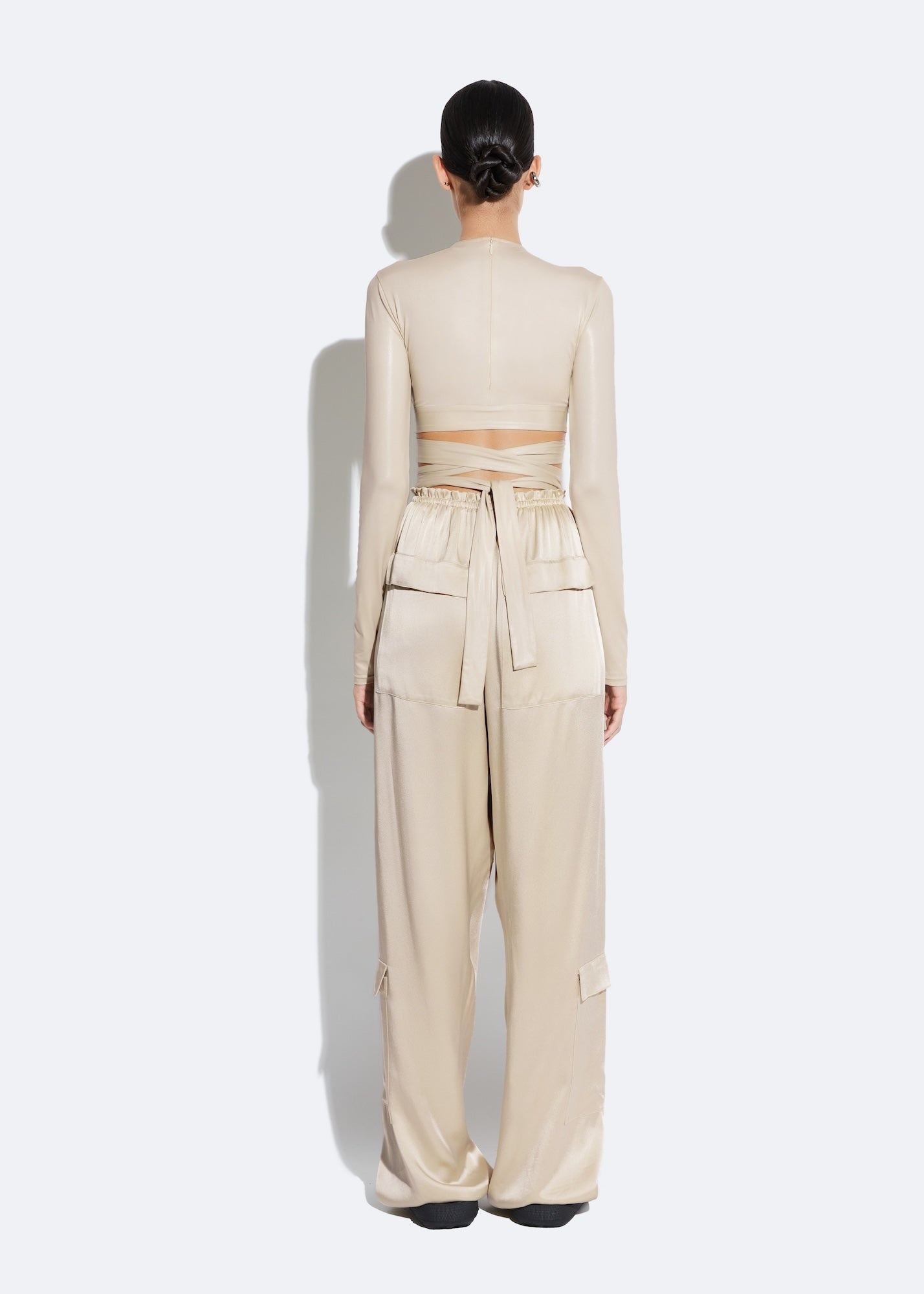 Satin Drawstring Cargo Pant - 3