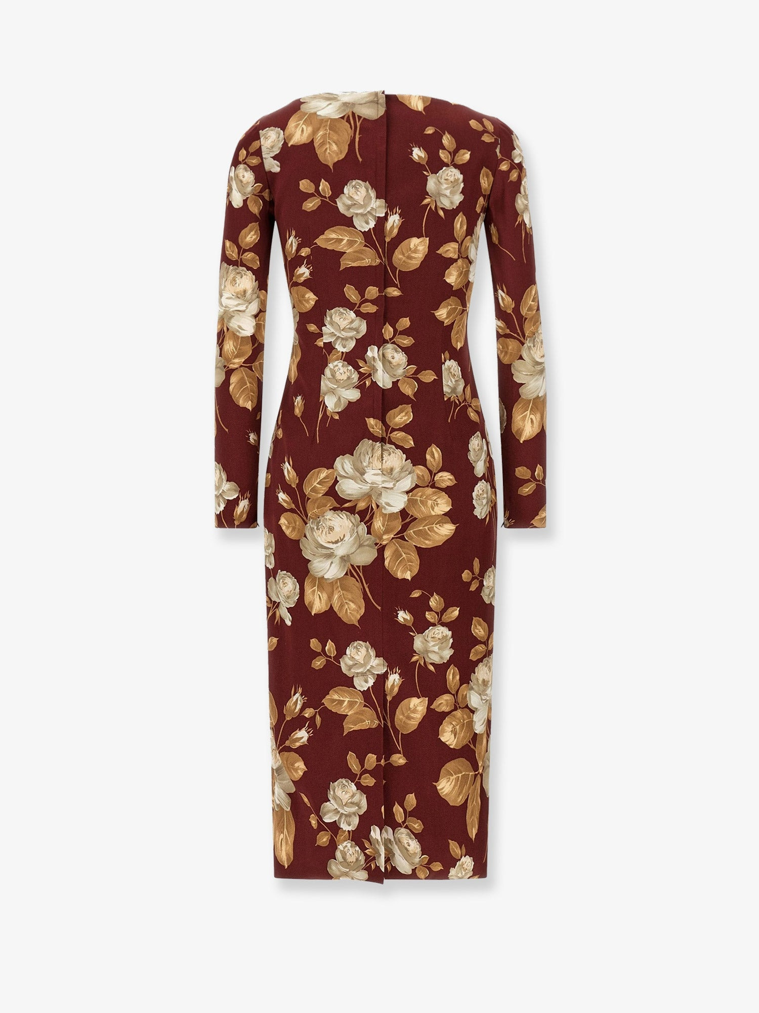 Dolce & Gabbana Vintage Rose Print Satin Midi Pencil Dress - 4
