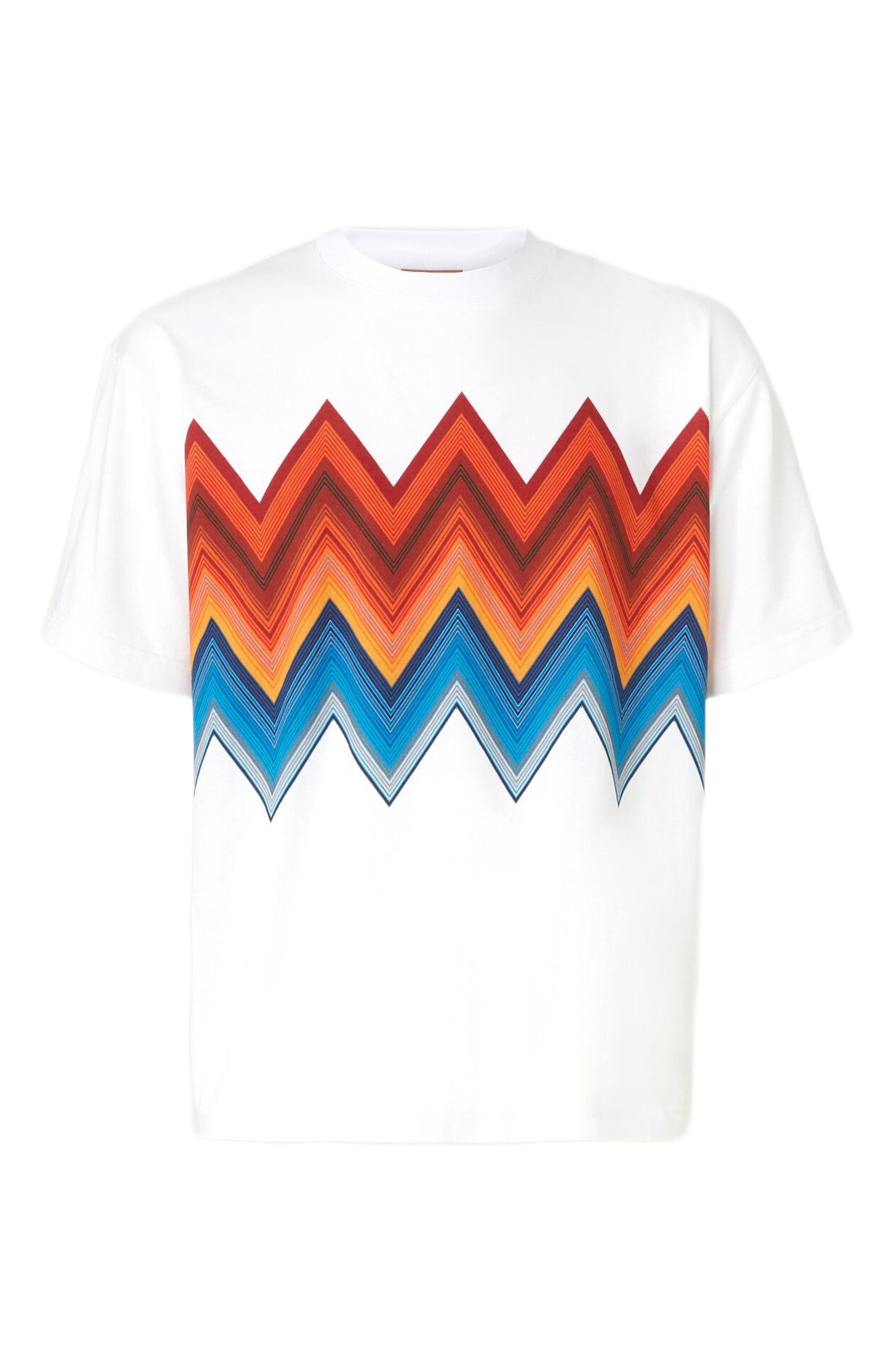 Missoni Cotton Crewneck T-shirt With Macro Zigzag Print in White  & Orange at Nordstrom - 2