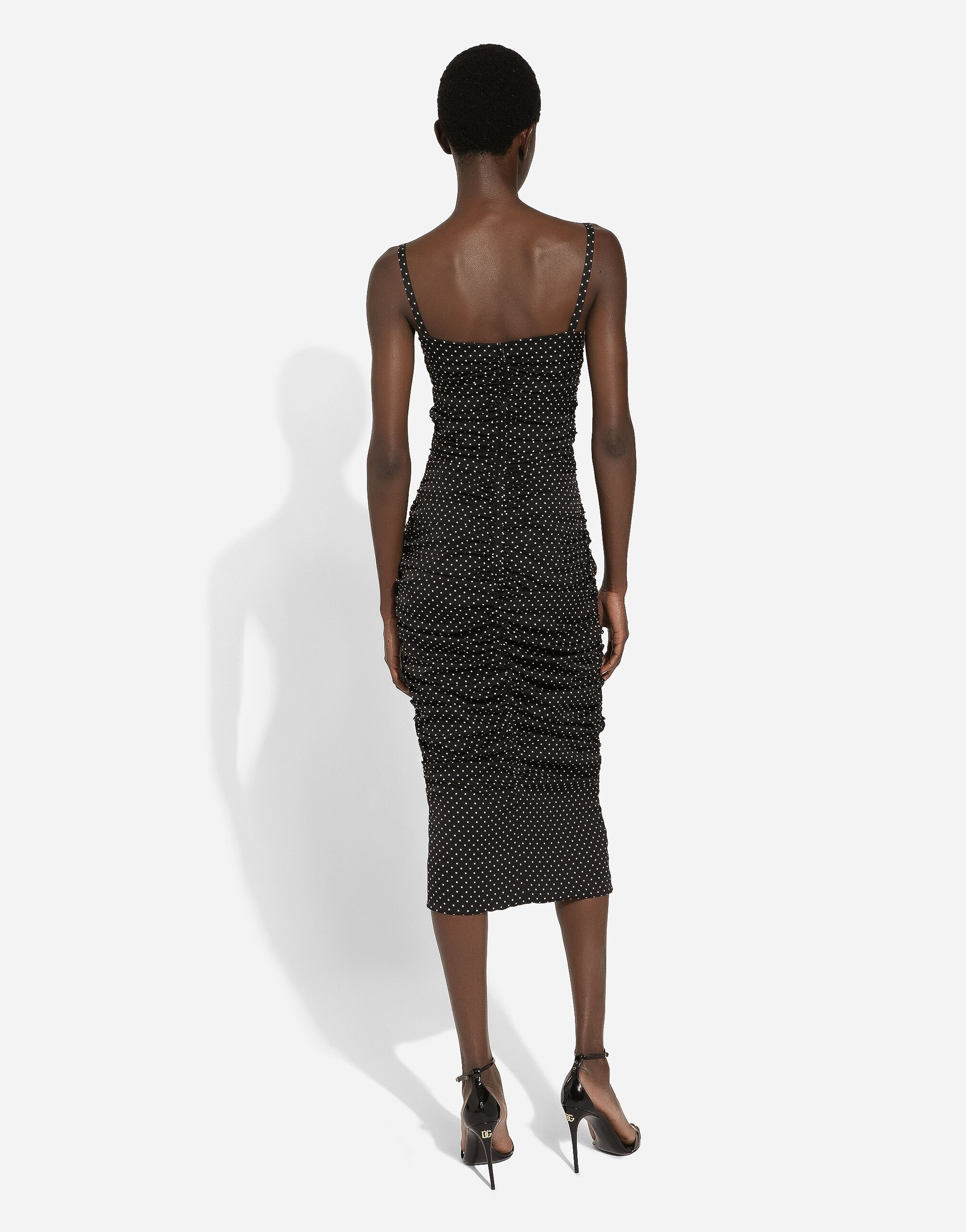 Charmeuse sheath dress with micro polka-dot print: - 3
