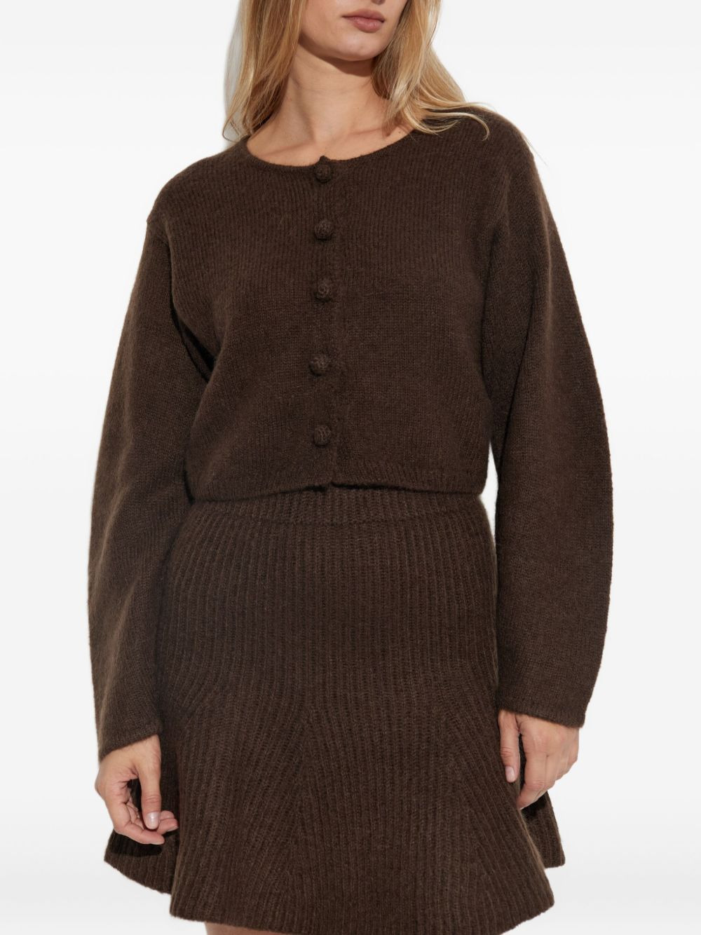 button-detailed ribbed skirt - 3