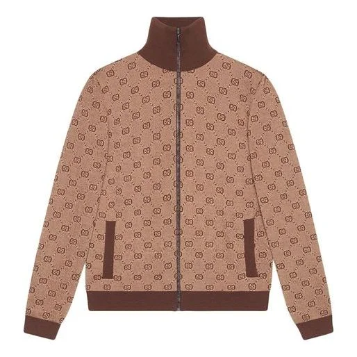 Gucci 소녀 Knit 파일럿 재킷 코트 남성 브라운 636572-XKAKV-2094 - 1