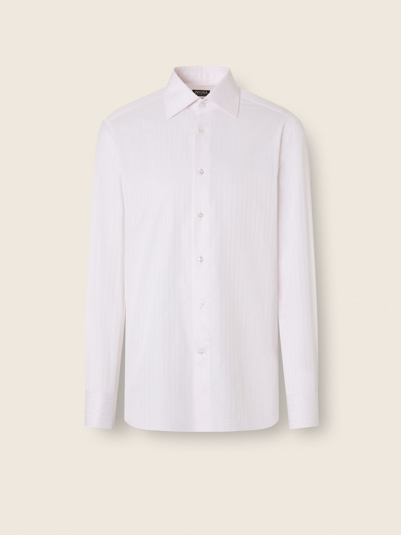 ZEGNA LIGHT PINK STRUCTURED STRIPED CENTOVENTIMILA COTTON SHIRT outlook