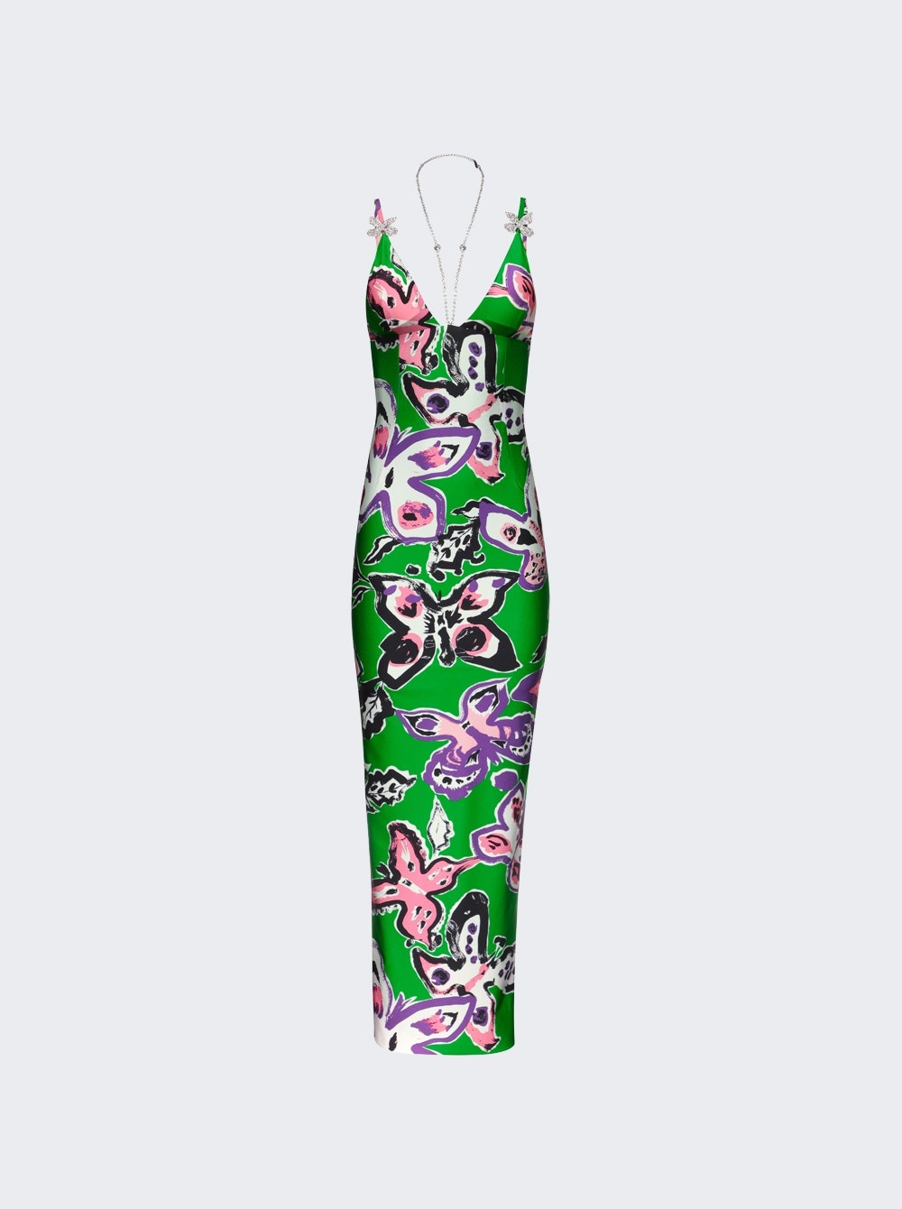 Butterfly Printed Maxi Dress Green - 1