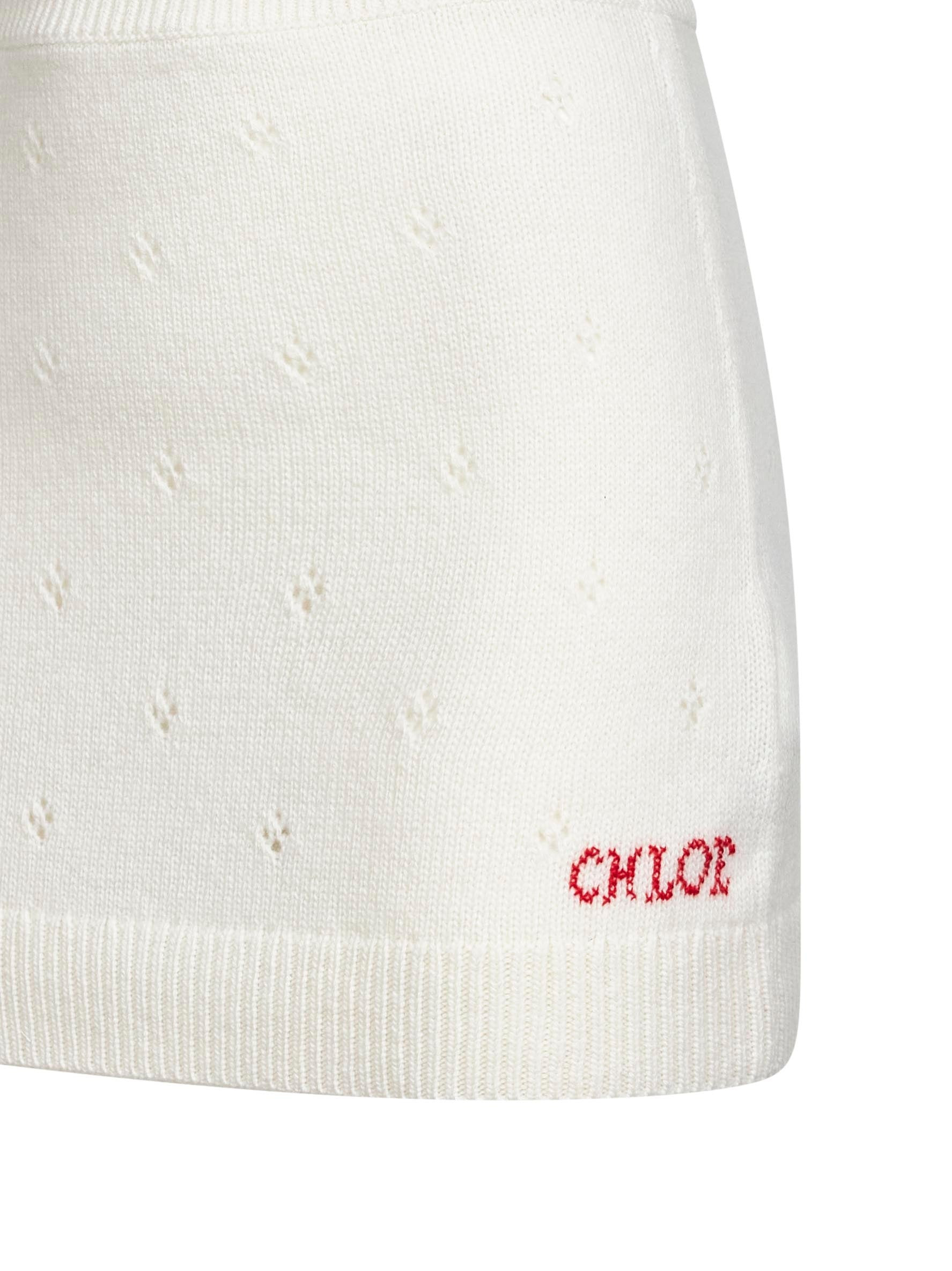Ivory openwork knit fitted miniskirt - 3