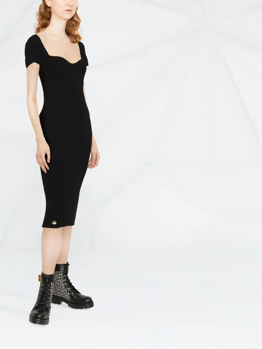 rib-knit midi dress - 3