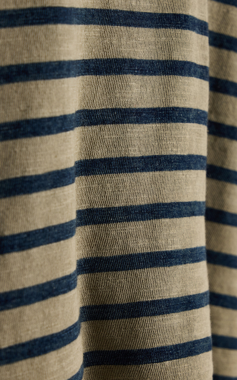 LES TIEN Mert Striped Cotton Cropped T-Shirt green outlook