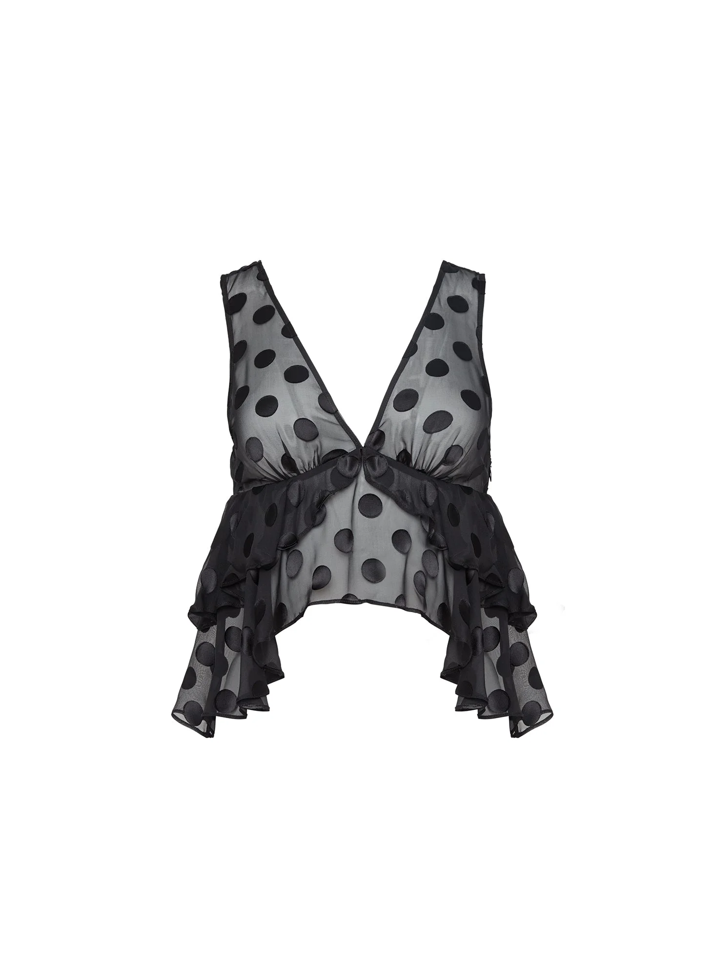 Silk Dot Ruffle Top - 1