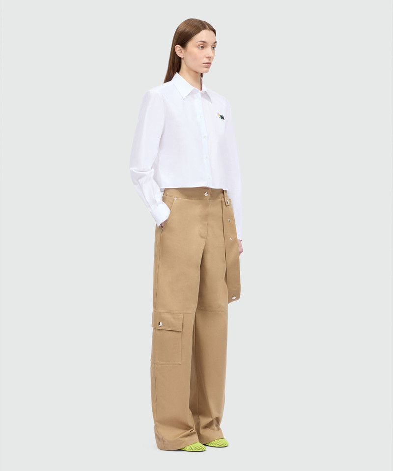 White cropped cotton poplin shirt with chest embroidery 5