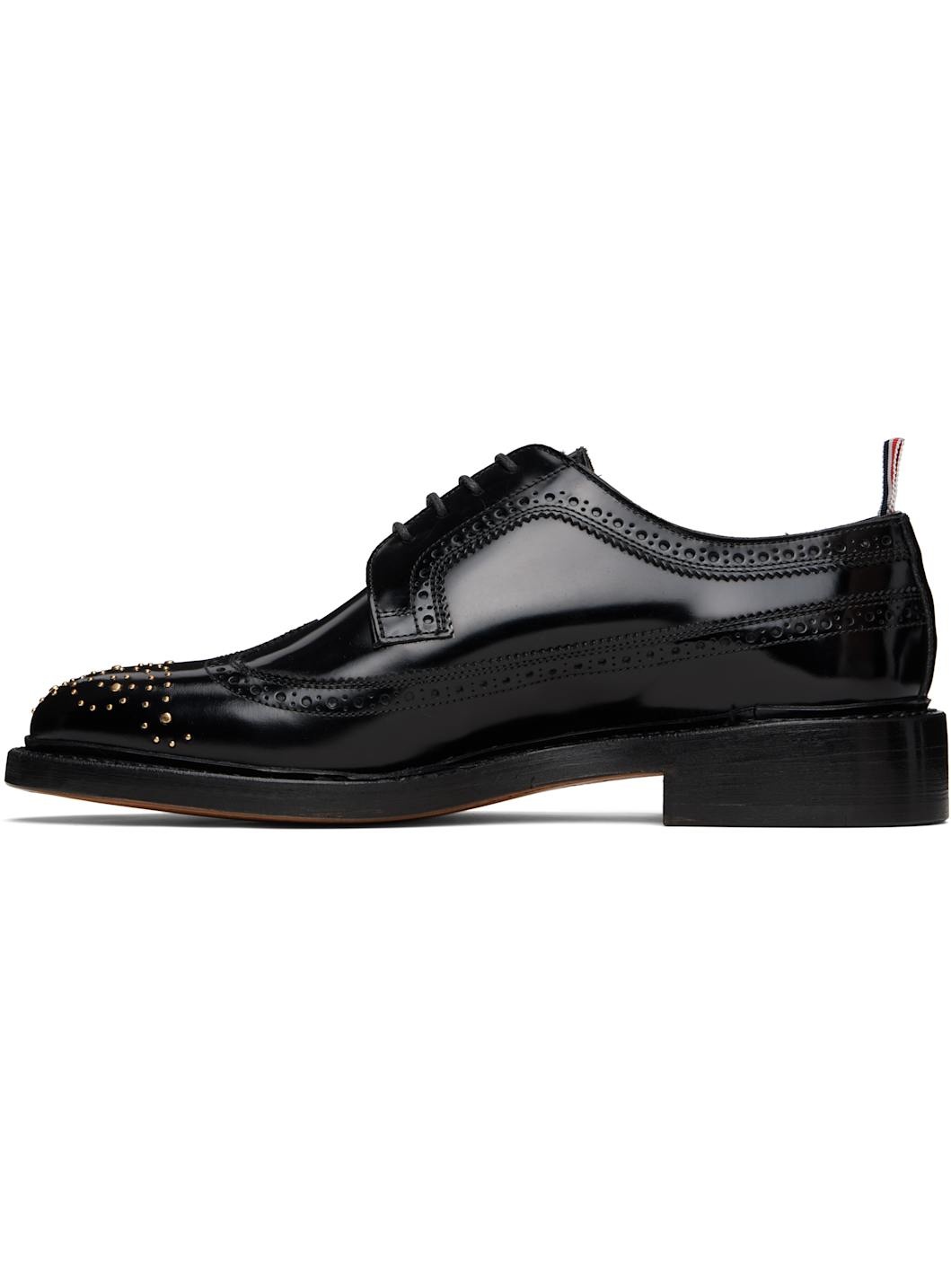 Black Spazzolato Leather Longwing Brogues - 3