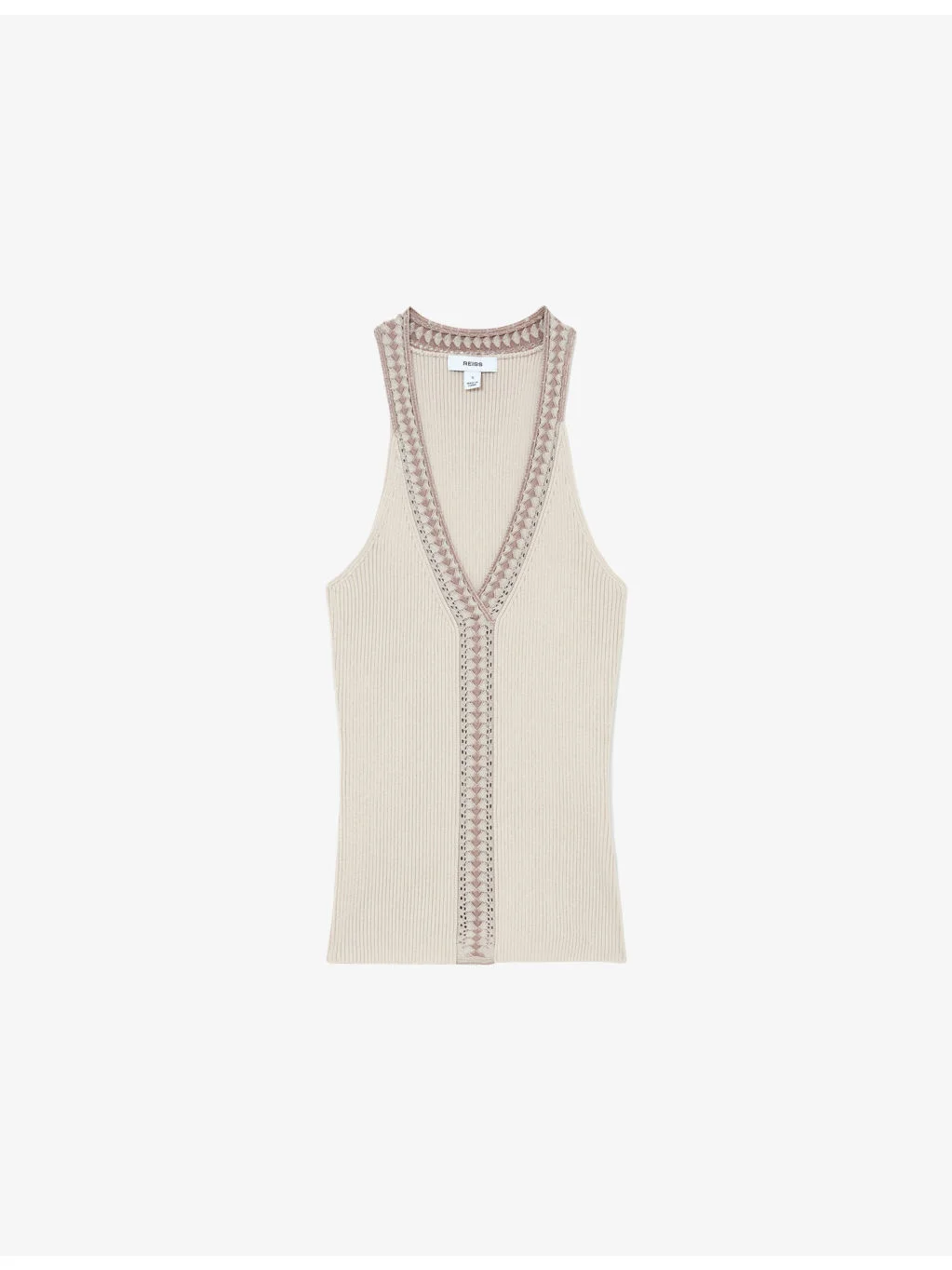 Nora Contrast-Trim Ribbed Knitted Vest - 1
