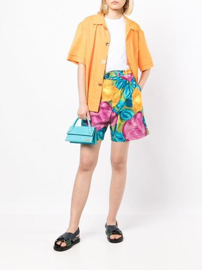 Marni floral-print belted-waist shorts outlook