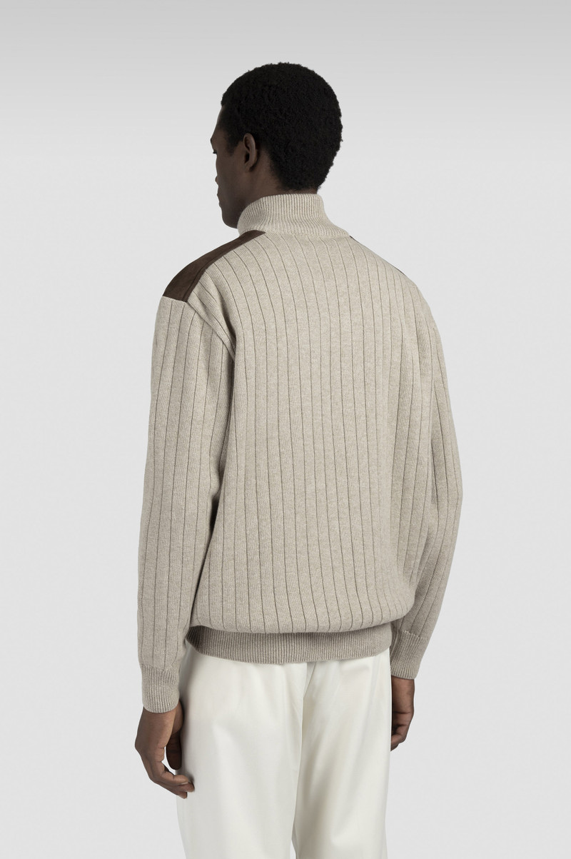 WOOL CASHMERE HALF ZIP SWEATER WITH SUEDE DETAILS 3