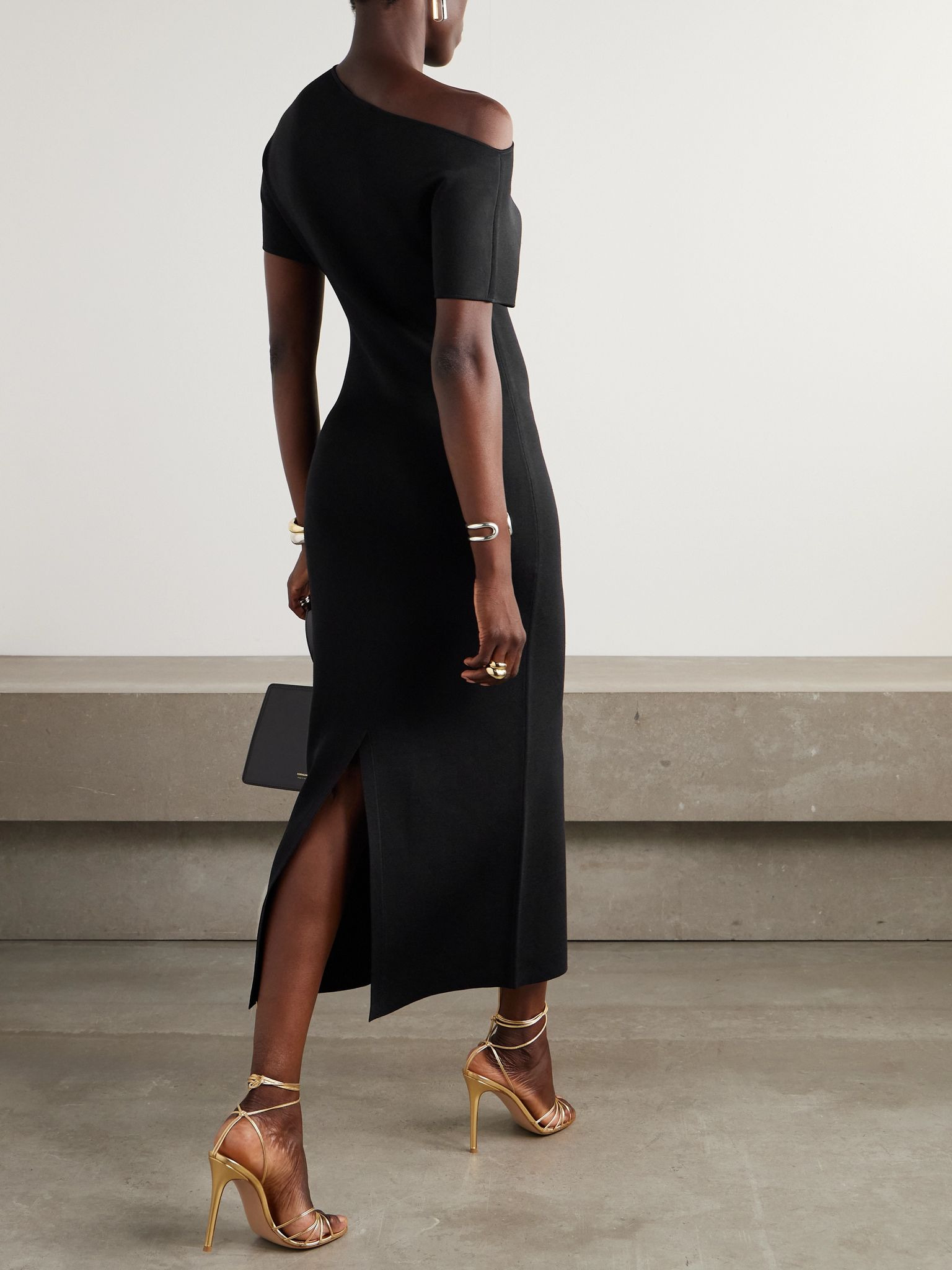 Asymmetric jersey dress Black - 3