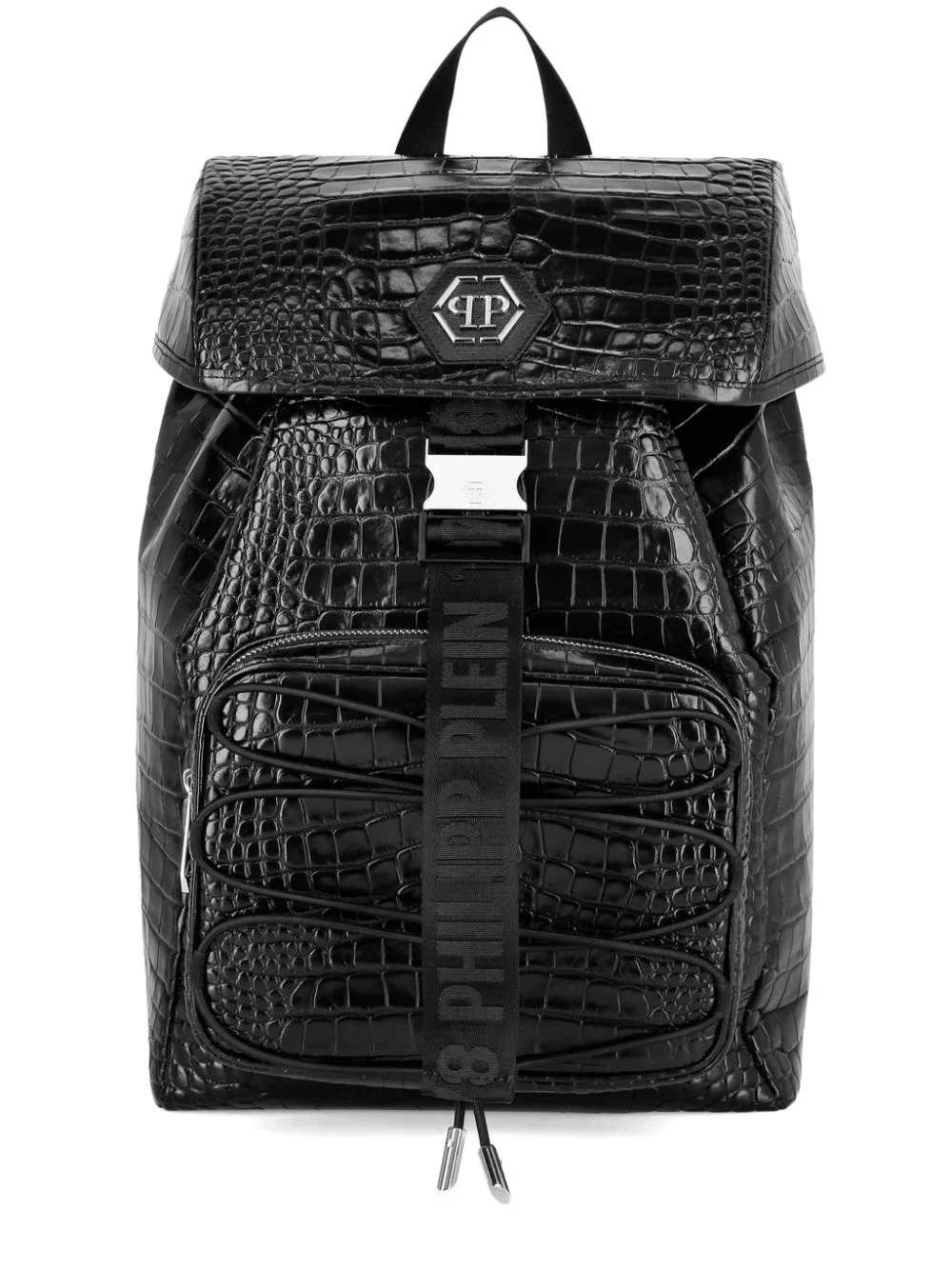crocodile-embossed leather backpack - 1