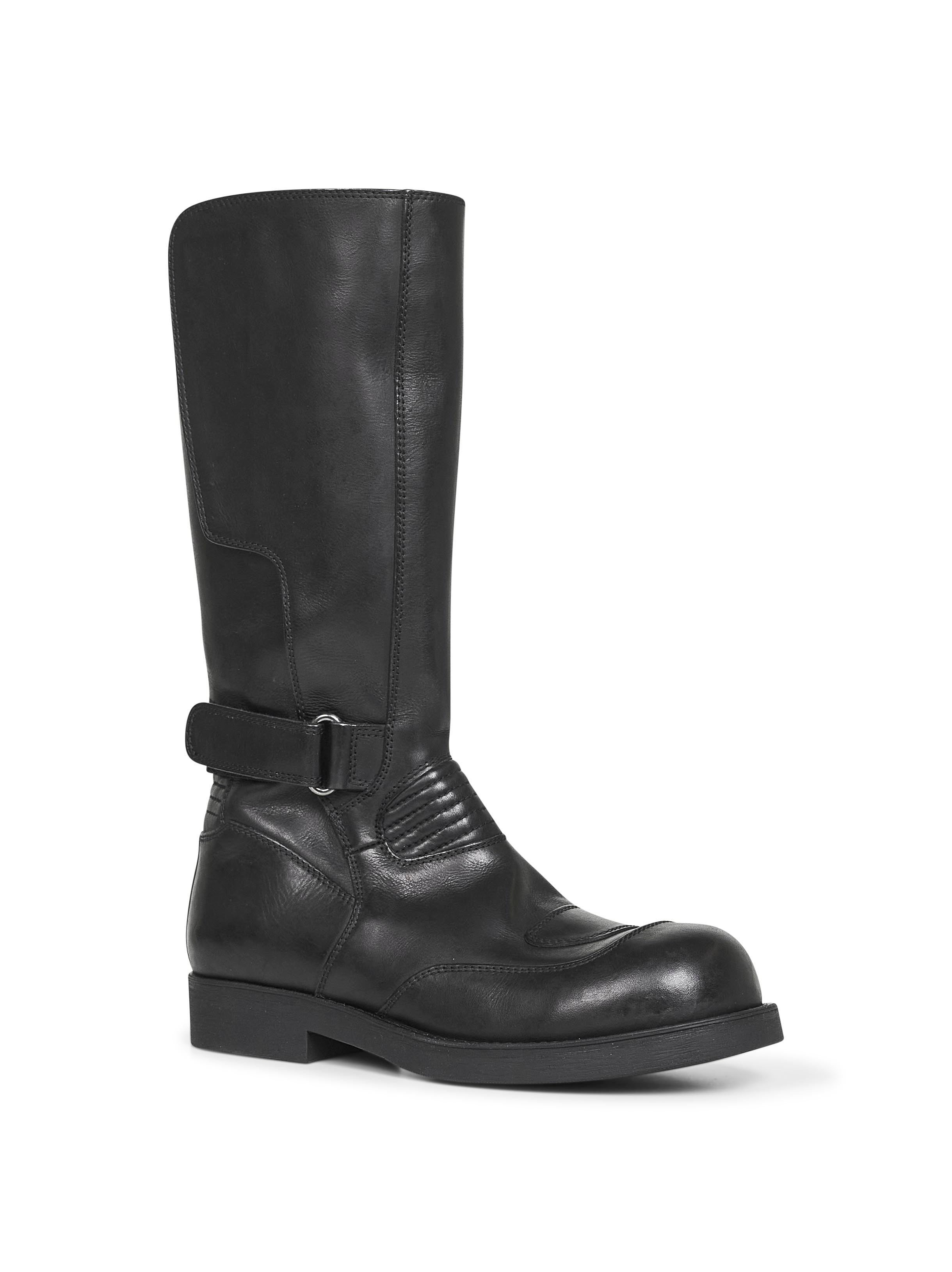 Black calf leather biker boots - 2