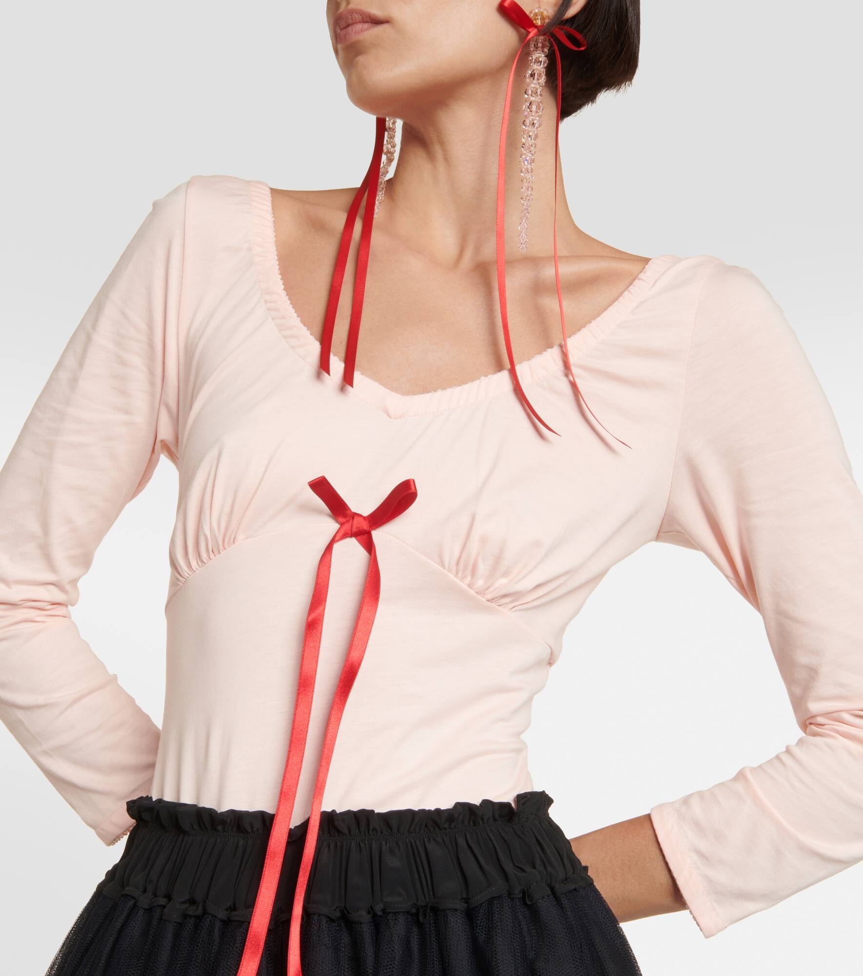 Bow-embellished cotton bodysuit - 5