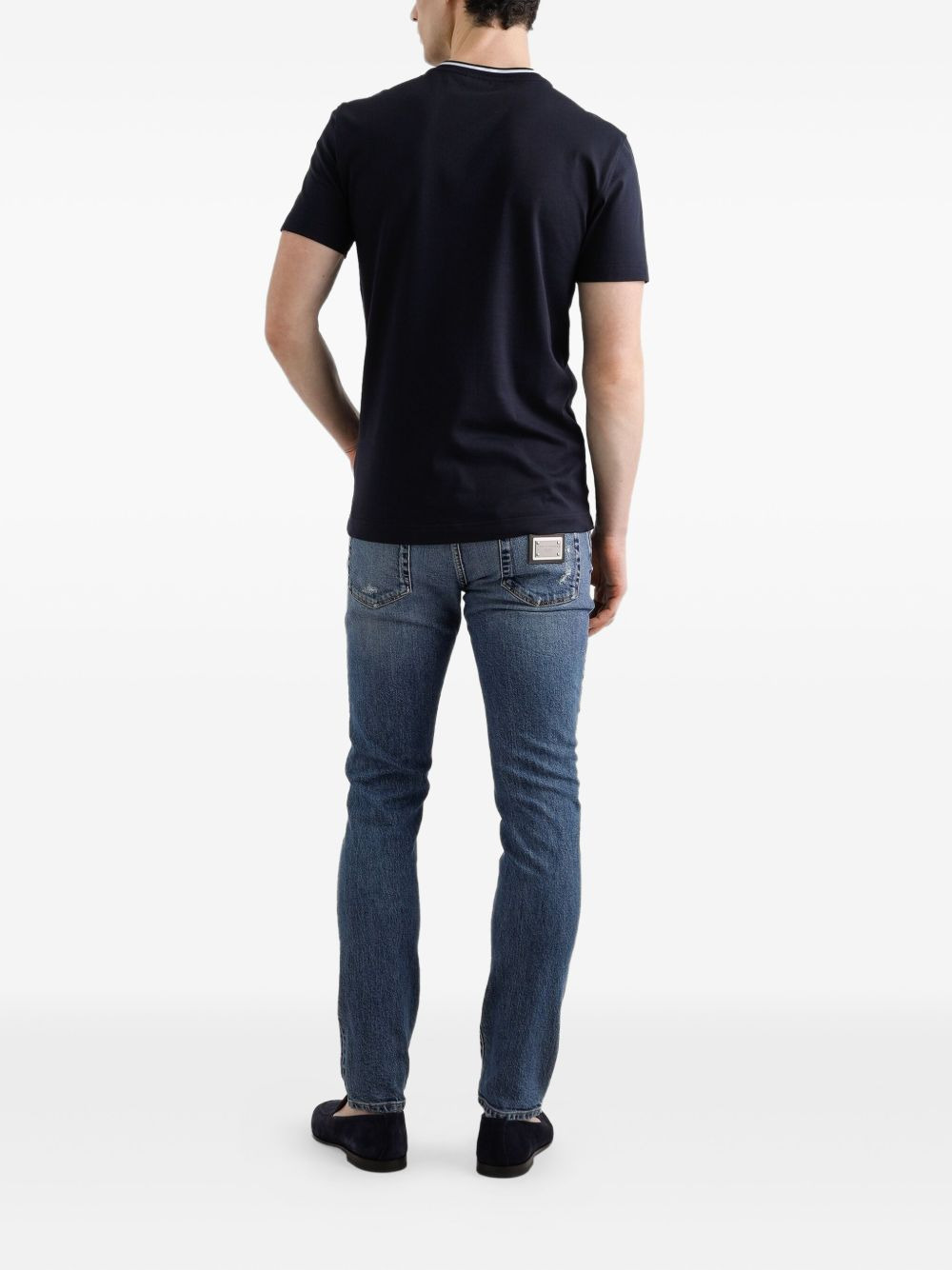 distressed logo-plaque jeans - 3