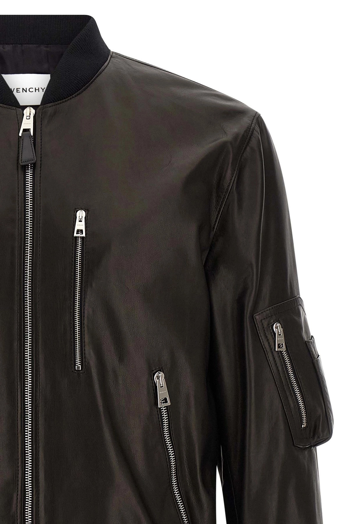 Leather bomber jacket - 4