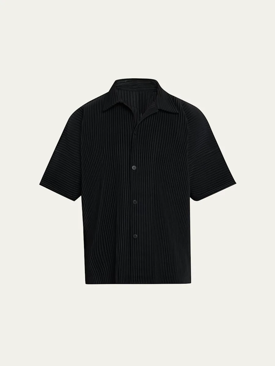 Men's Pleated Oversized Polo Shirt - 1