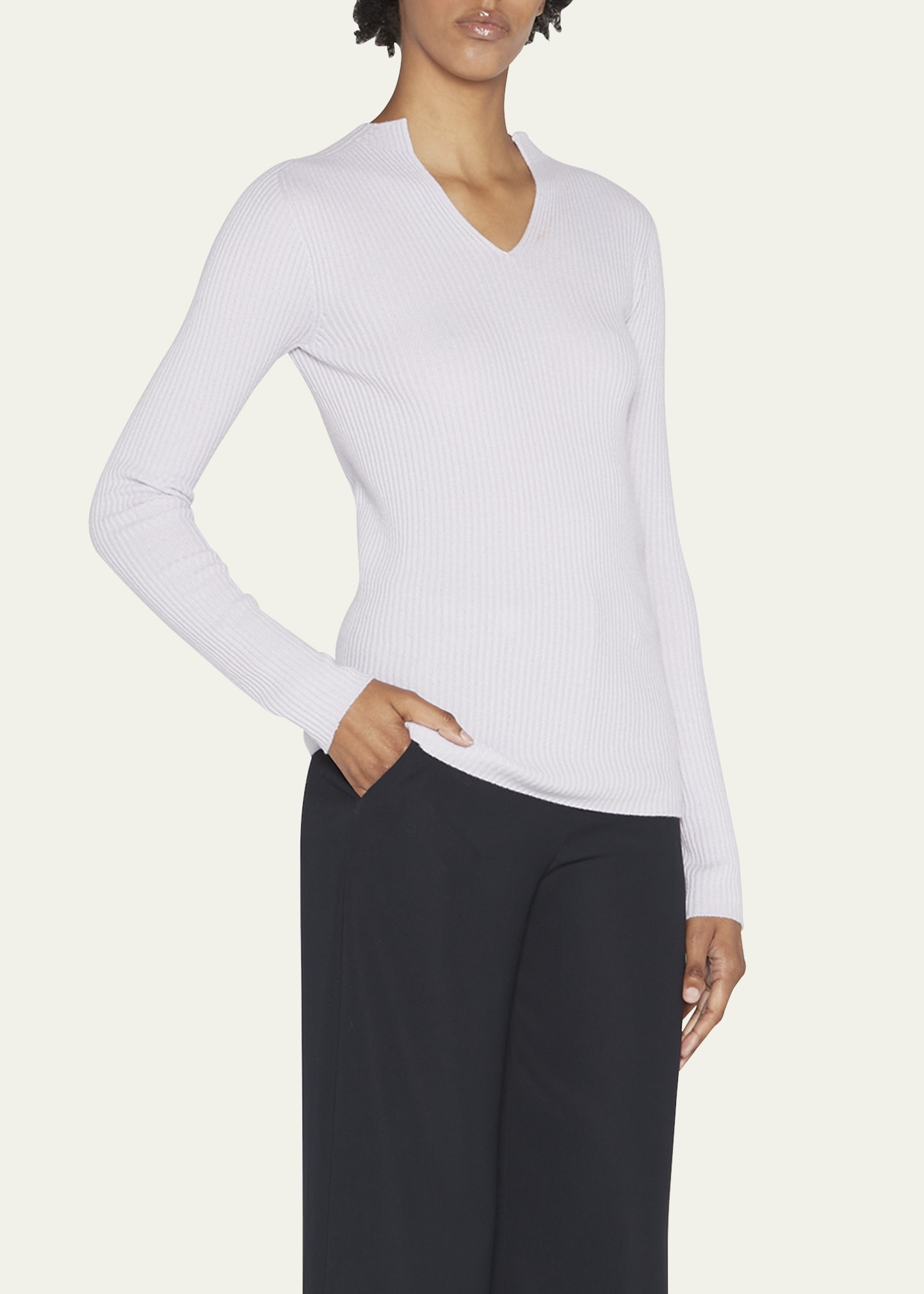 Cashmere Ribbed Knit Sweater - 4