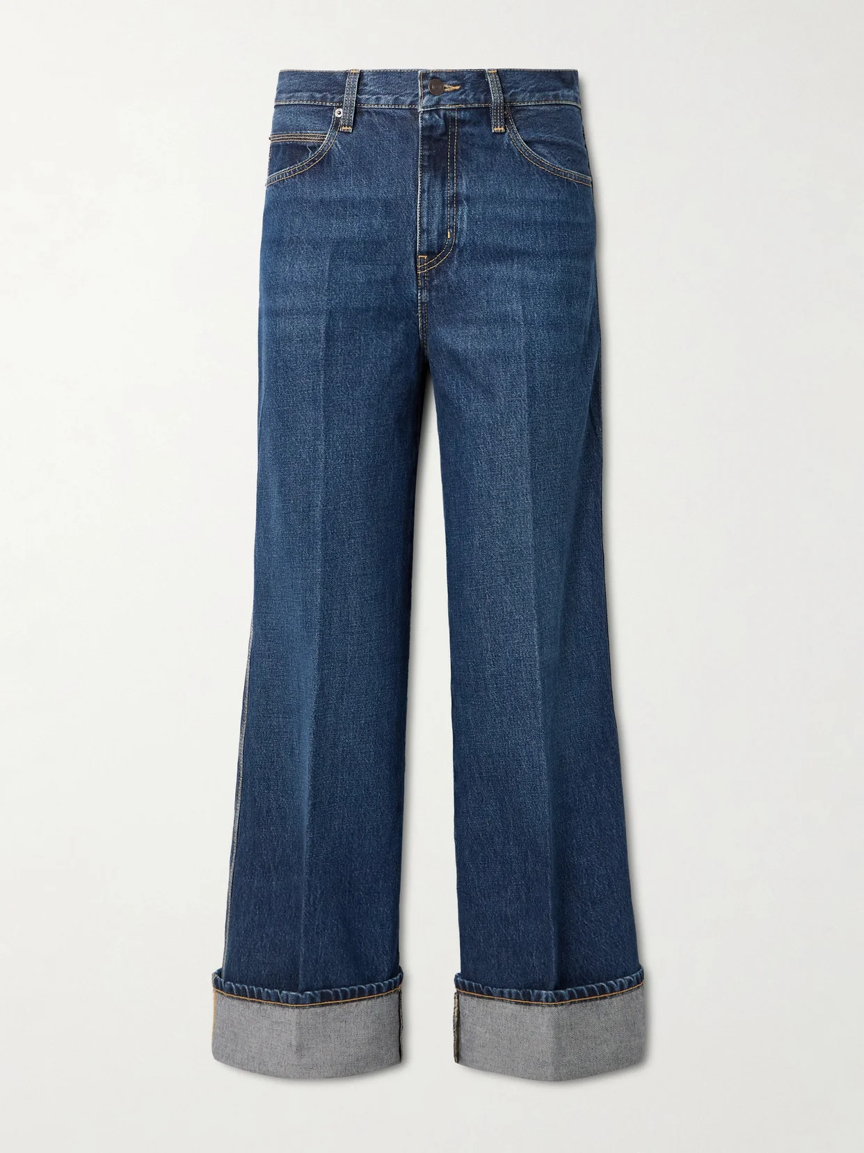 The Cuffed Wide Mid-rise Wide-leg Jeans - 1