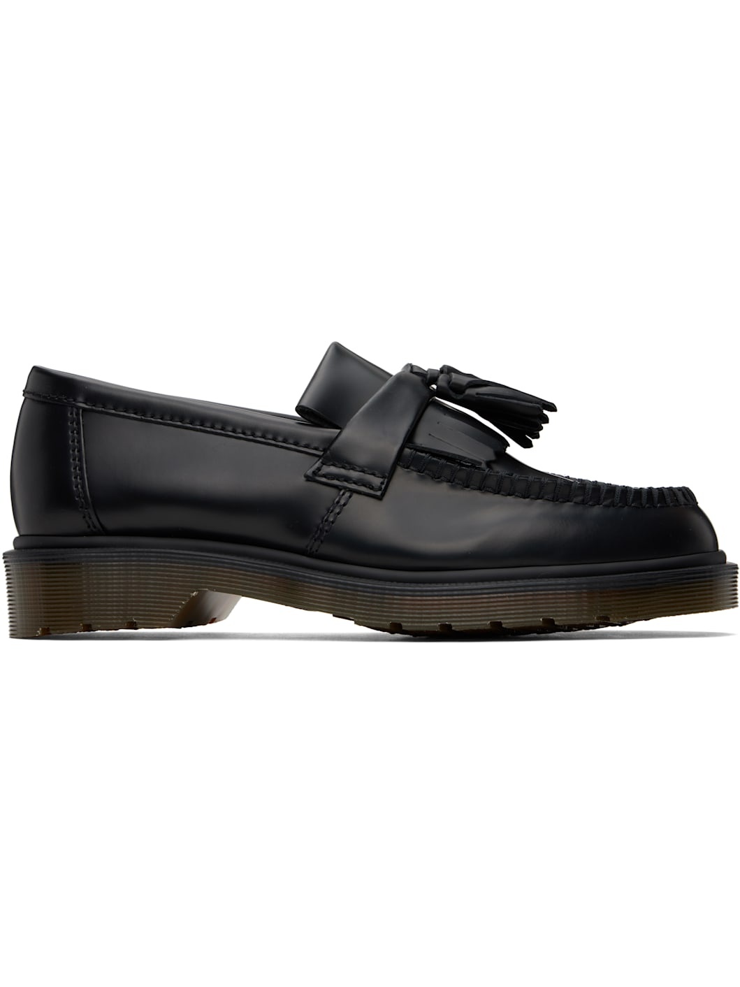 Black Adrian Smooth Leather Tassel Loafers - 1