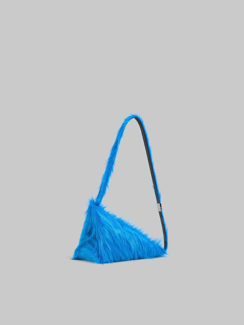 BLUE LONG-HAIR CALFSKIN PRISMA TRIANGLE CROSSBODY BAG - 6